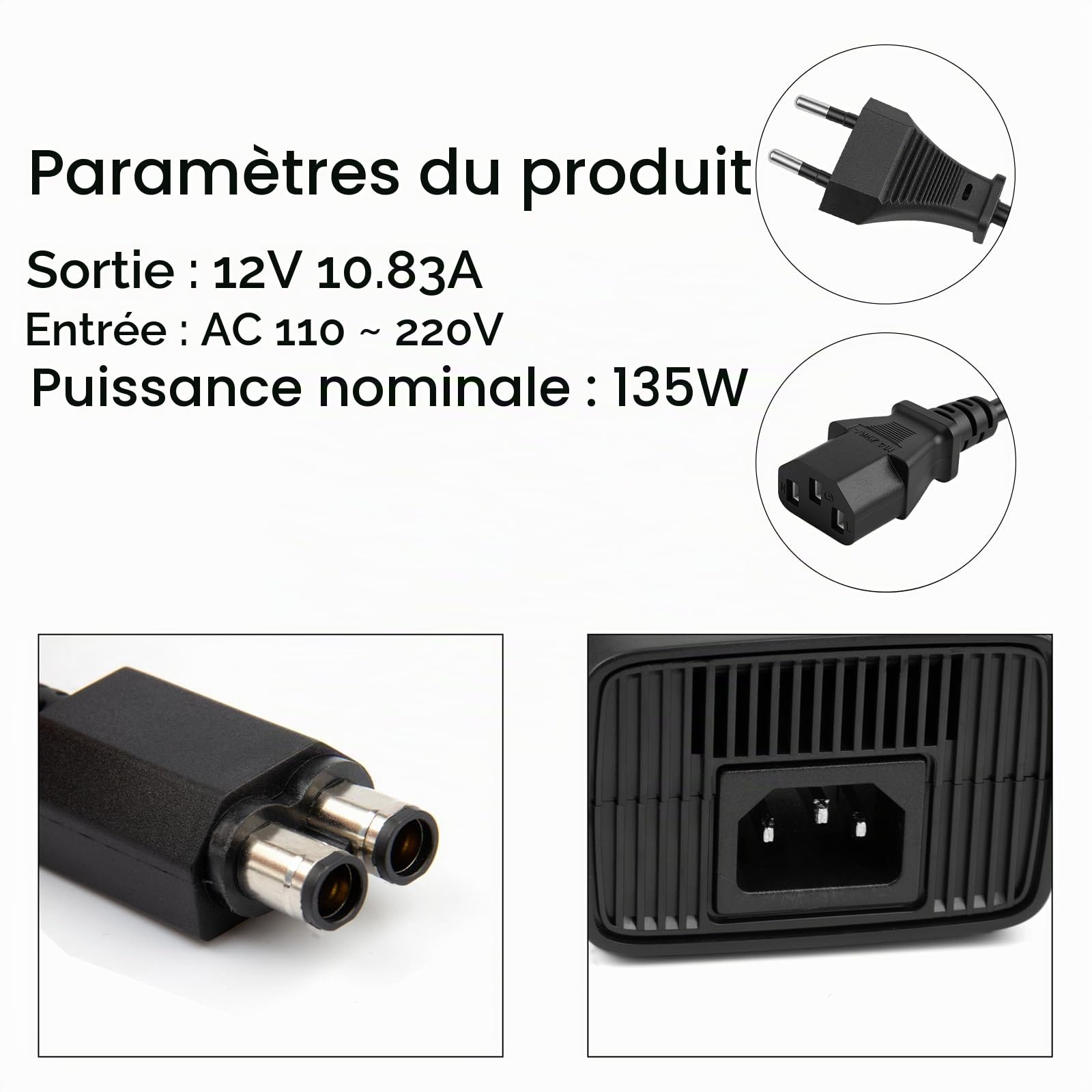 Labtec - Chargeur d'alimentation Labtec avec cordon d'alimentation pour console Microsoft Xbox 360 Slim, 100-220 V
