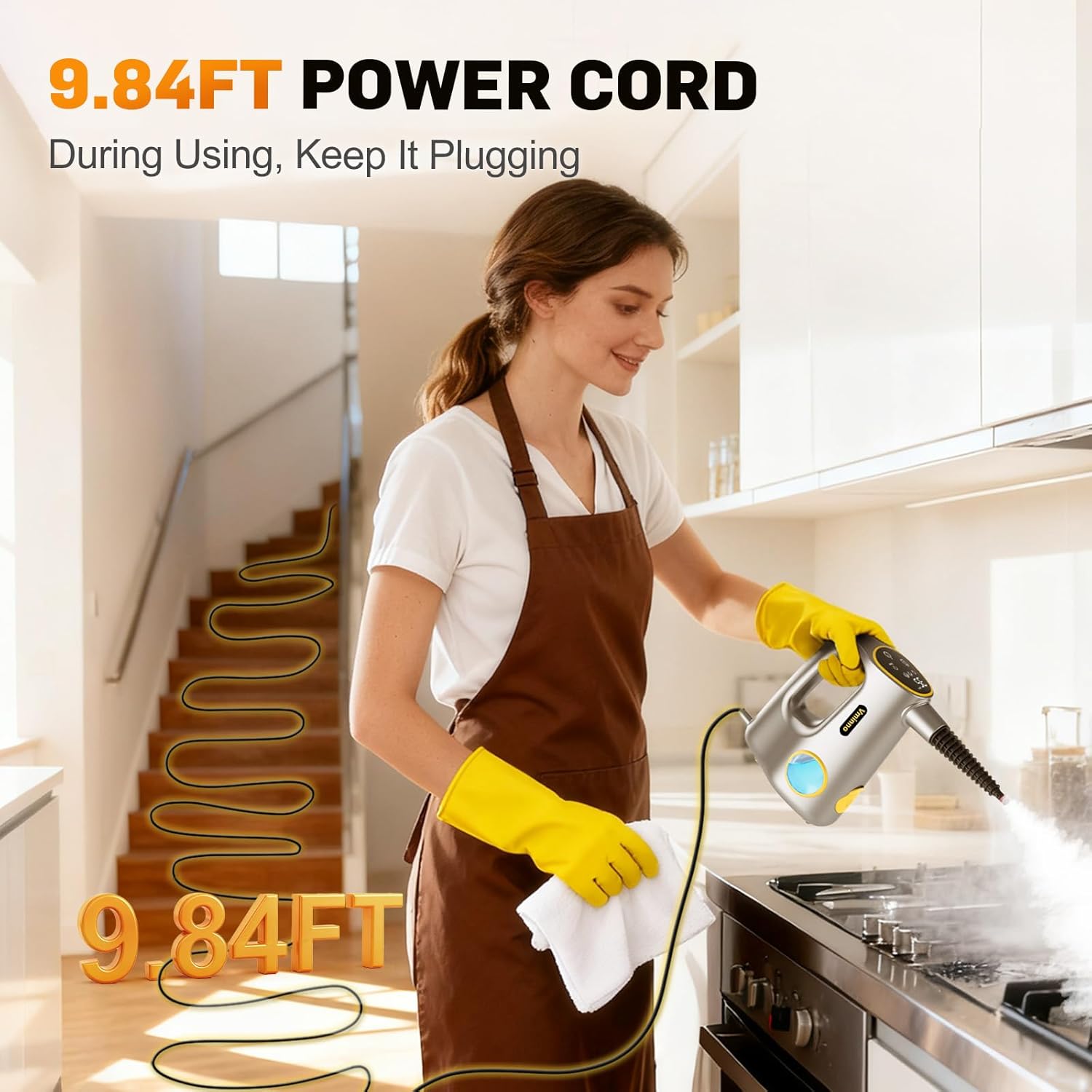 Handheld Pressurized Steam Cleaner for Home - 15s Heat-Up 3-Level Adjustable Steam Cleaner with 14pcs Accessories, Multi-Surface Steamer for Cleaning Car Detailing, Tile, Grout, Chemical-Free(Grey)