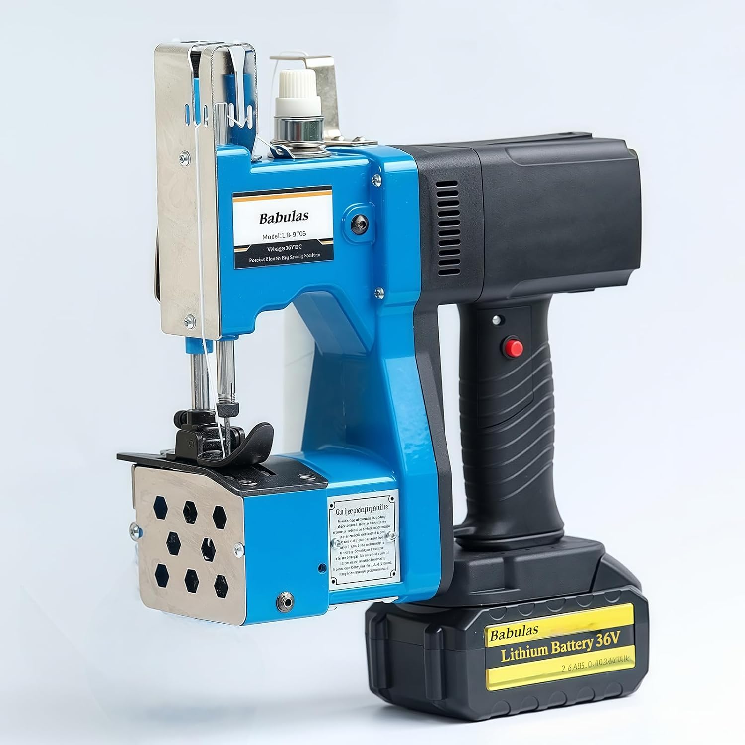 Cordless Bag Sewing Machine |PortableIndustrial Bag Closer |2-Second Fast Sealingfor Woven PP/Canvas/Jute Bags |Factory &Farm Bag Stitcher (Blue, Lithium Battery-36VDC)