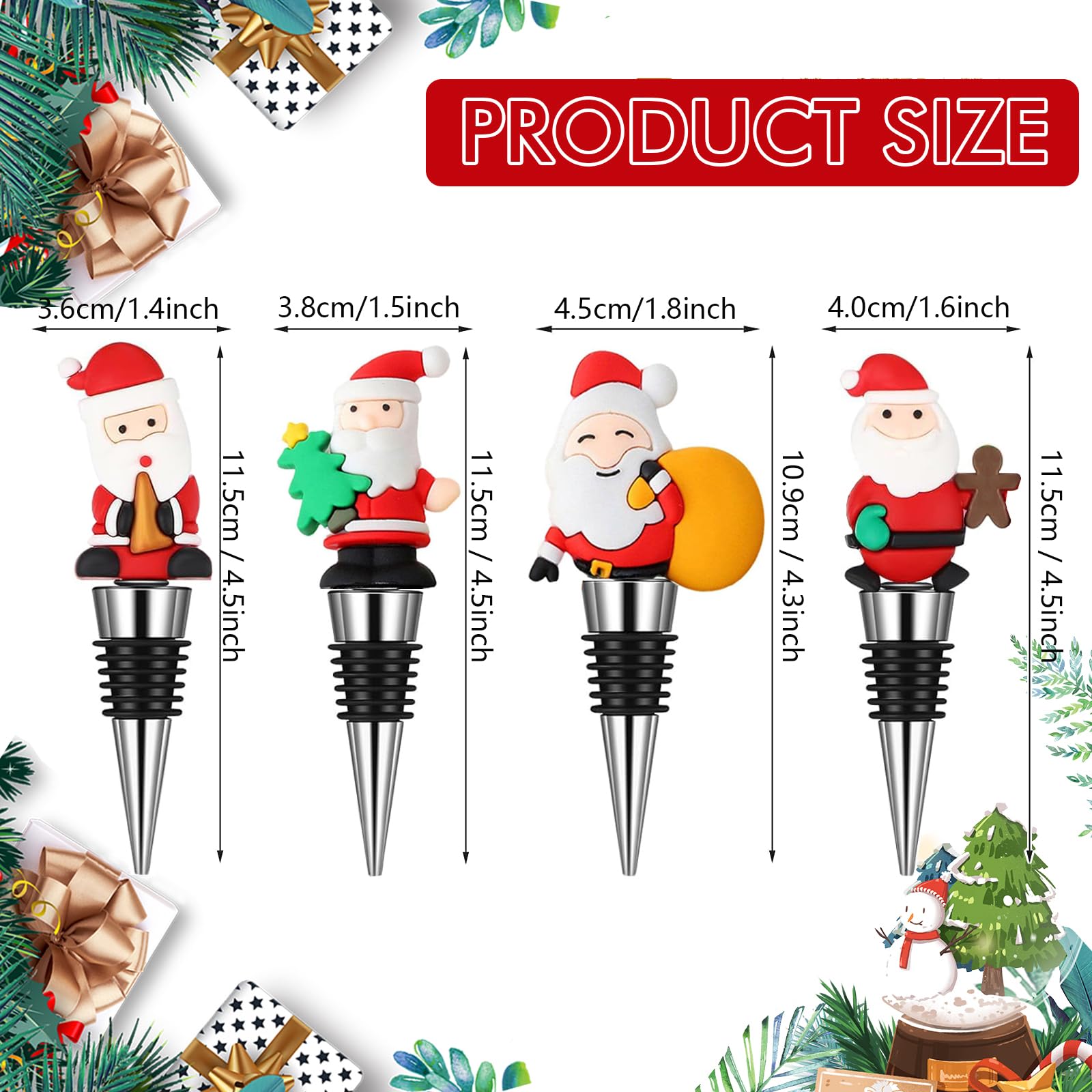 Mikinona Lot De 4 Bouchons De Vin En Forme Délan De Noël Faciles À Utiliser Décoratifs Pour Les Fêtes