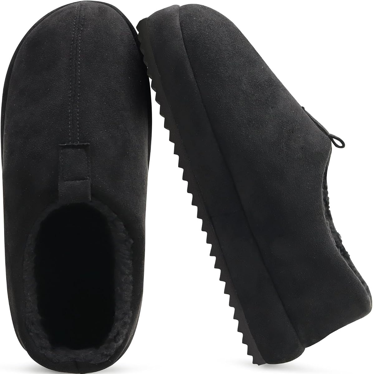 COFACE Men's Clog Slippers Cozy Thick Cushion Memory Foam House Shoes | Indoor Outdoor Lightweight Warm Sherpa Lining Slipper For Man With Comfort Arch Support, Rubber Hard Sole