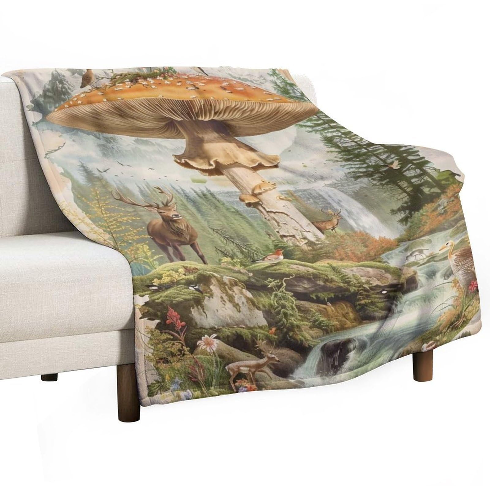 YHGSREUOH Fungi’s-Secret-Wild-World_03 Flannel Blankets Fleece Soft Throw Lightweight Plush Gifts for Couch, Bed, Cozy Sofa Plush, Chair, Lovers 138x175cm(55x70in)