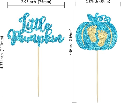 Miniatura 2 de 24 adornos para cupcakes de calabaza con purpurina para cupcakes de calabaza pequeña, decoración de baby shower, temática de cosecha de otoño,