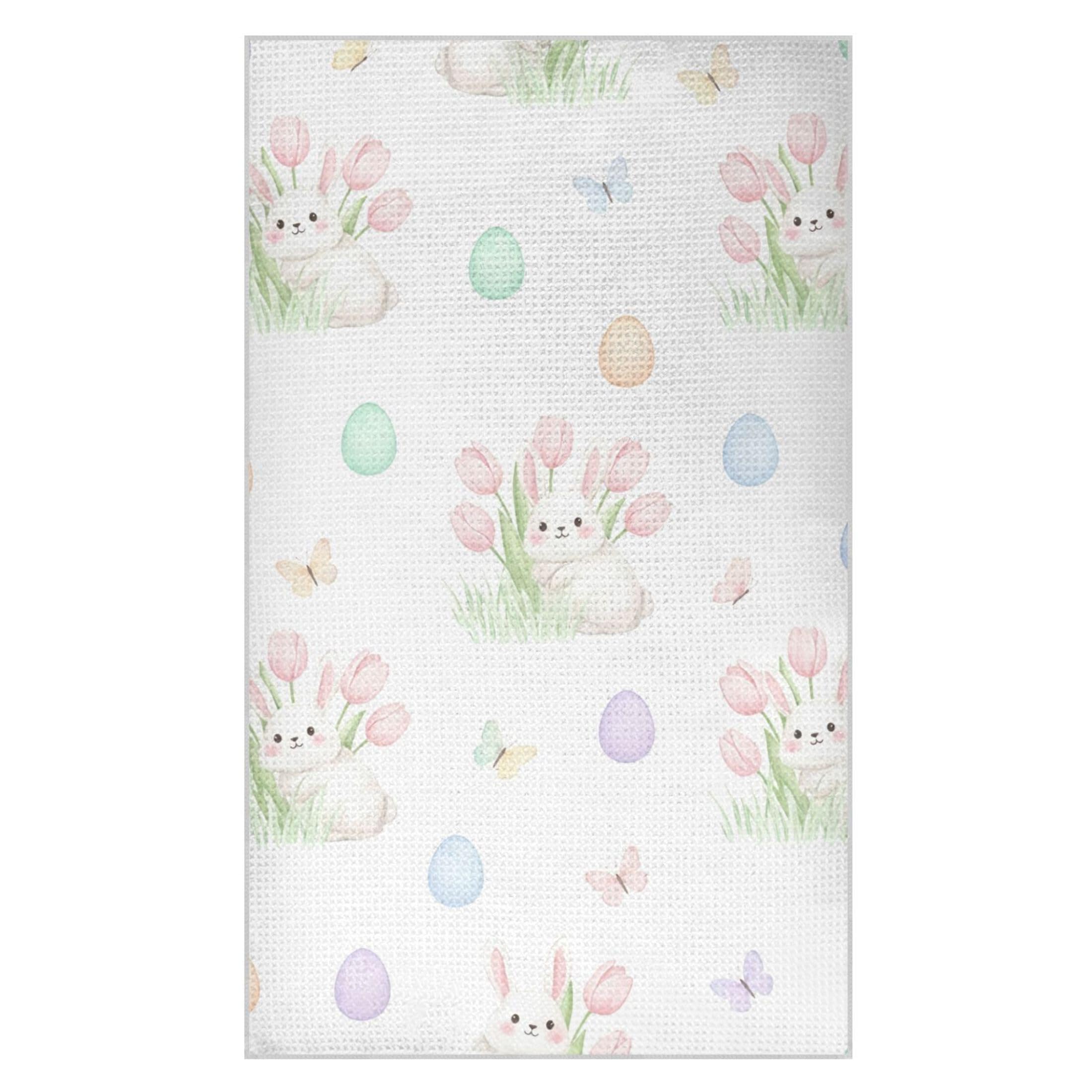 Kutsu Bunny Waffle Weave Kitchen Towels Absorbent Quick Drying Dish Towels for Kitchen, Decorative Tea Towel, 18x30 in