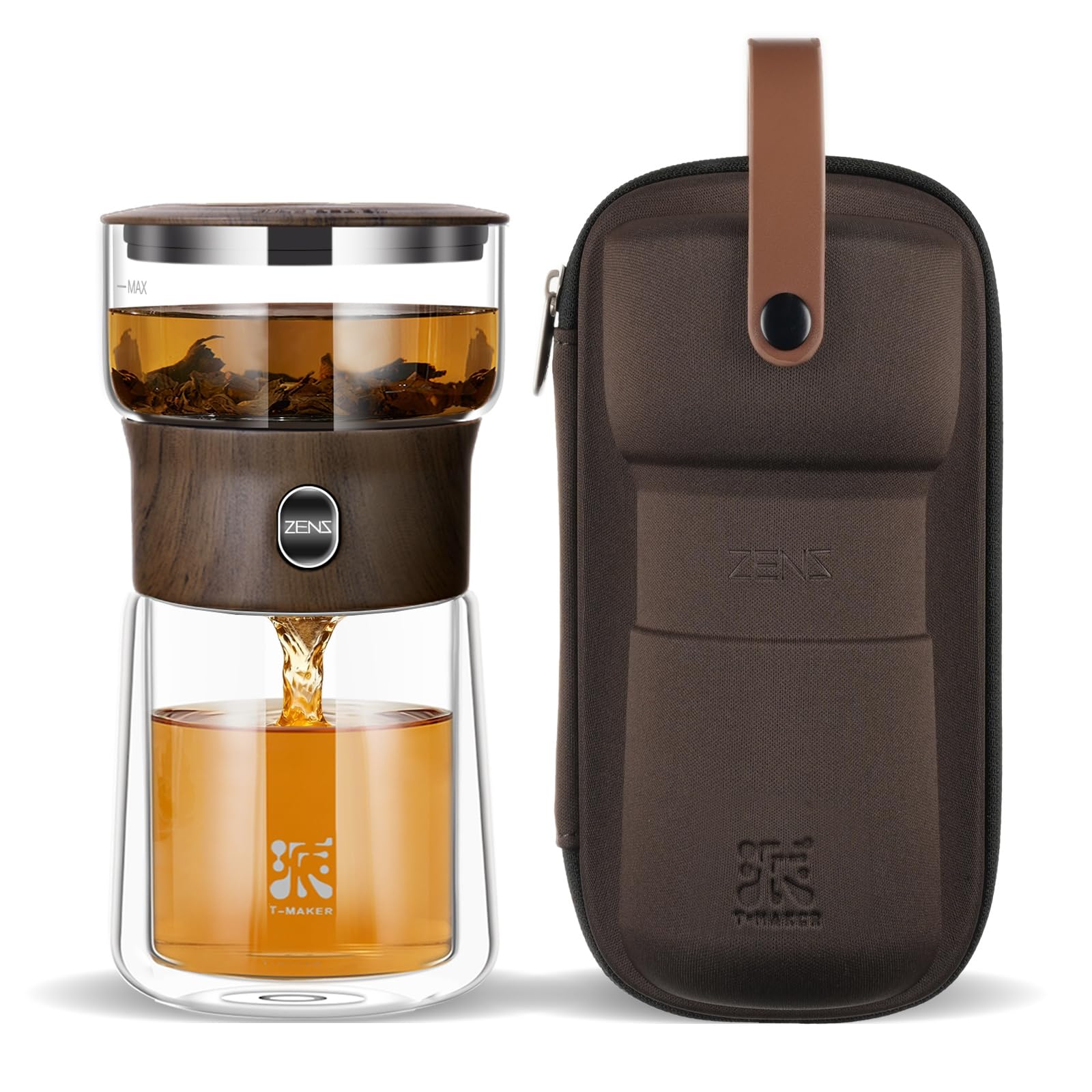 ZENS Small Tea Infuser Teapot for Loose Leaf Tea, One Touch Magic Teapot