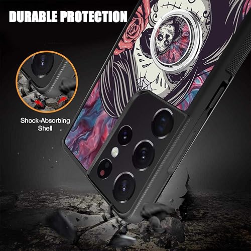 Miniatura 3 de Funda Monster Girl para Samsung Galaxy S21 Ultra con soporte de anillo de agarre, cubierta multifunción delgada, suave y dura, funda protectora para