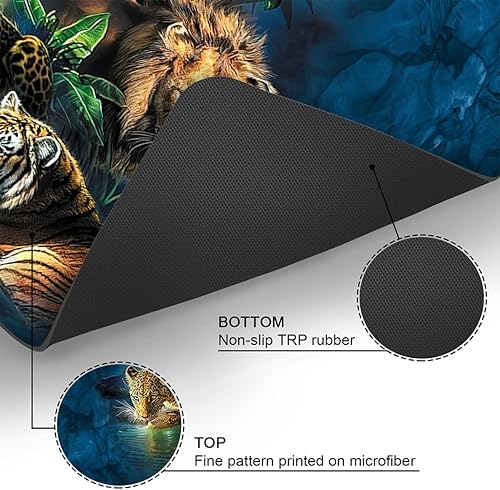 Miniatura 4 de Alfombra de baño de 17 x 24 pulgadas, antideslizante, lavable, tapete de baño para puerta pequeña, estampado con animales de la selva, tigre, león,