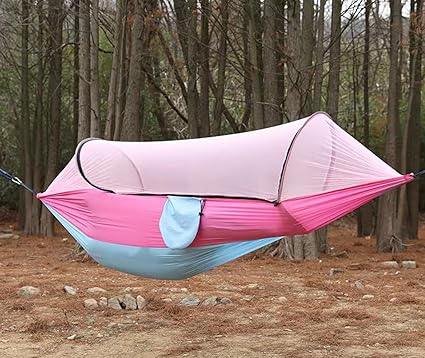 HammockPrevent mosquitoes Portable Hammock with Carry Bag,Perfect Camping Outdoor/Indoor Patio Backyard (pink)
