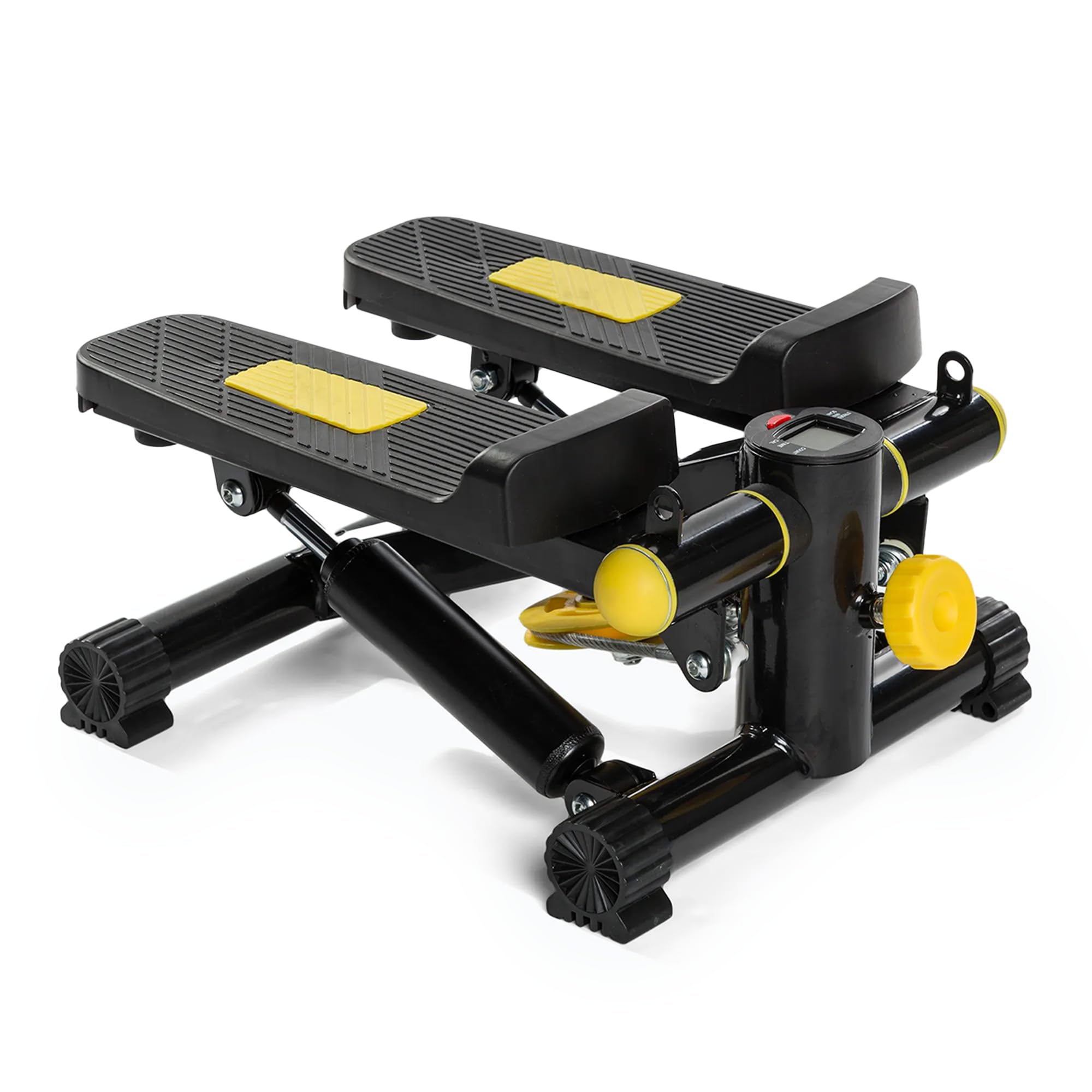 TREXO Stepper pour l'Entraînement à Domicile Fitness Cardio Hauteur des Pédales et Résistance Réglables Affichage Facile à Lire Câbles Robustes Capacité de Charge Jusqu'à 100 kg Noir/Jaune TRX-FS100