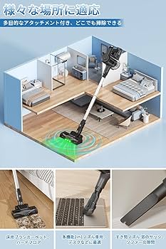 1Hearten 掃除機 コードレス【55PA超強力吸引・自立式設計・グリーン Amazon | Hearten 掃除機 コードレス【55000PA超強力吸引・自立