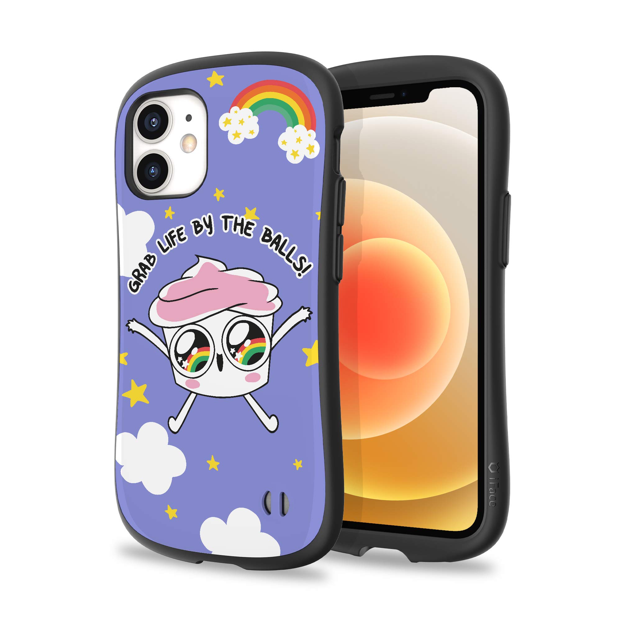 iFace BuzzFeed The Good Advice Cupcake First Class Designed for iPhone 12 Mini (5.4") – Cute Shockproof Dual Layer [Hard Shell + Bumper] Phone Case – Grab Life by The Balls!