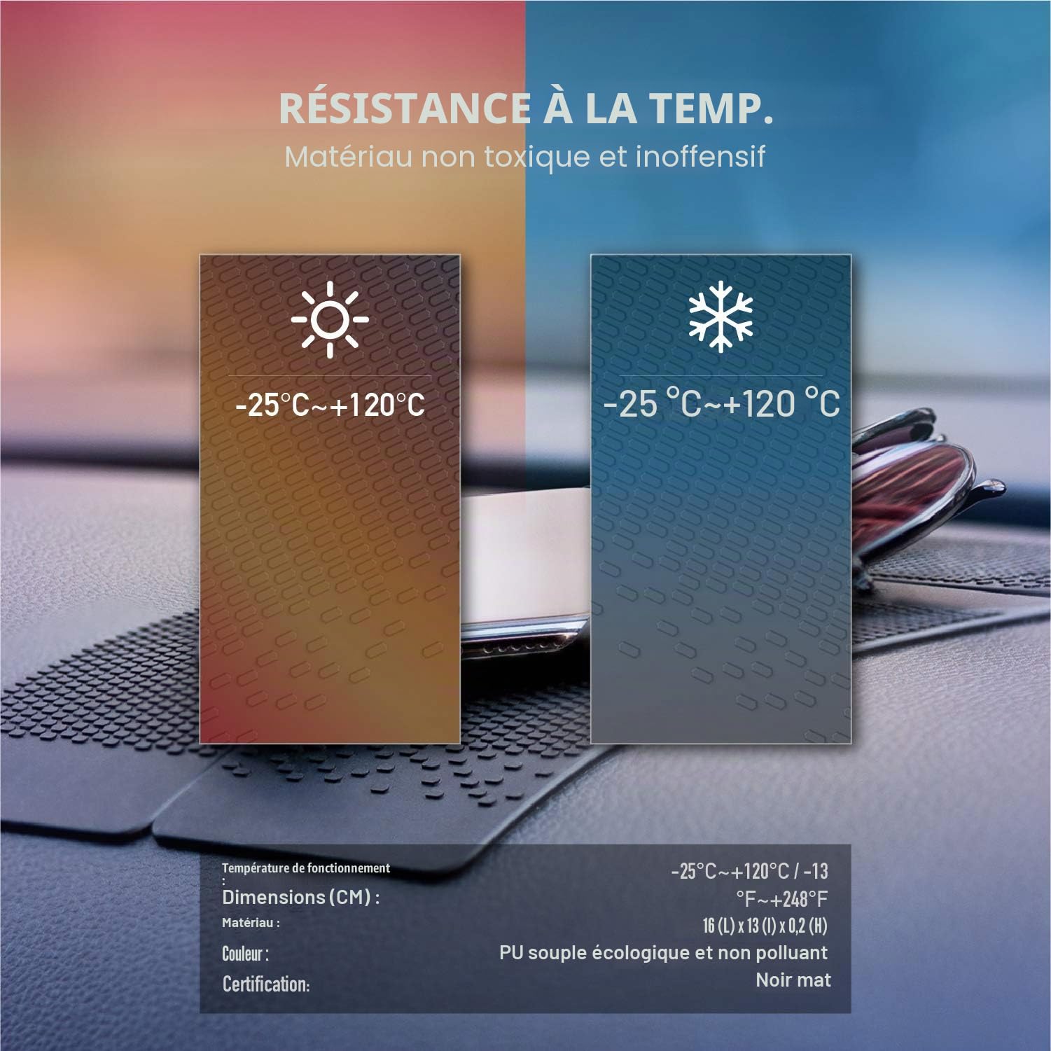 JIMISHA Tapis Antidérapant sur Tableau de Bord 160x73mm (Lot de 4), Anti-Glisse en Silicone Mat Collant Support Voiture pour Téléphone Lunettes Clé Pièces de Monnaie