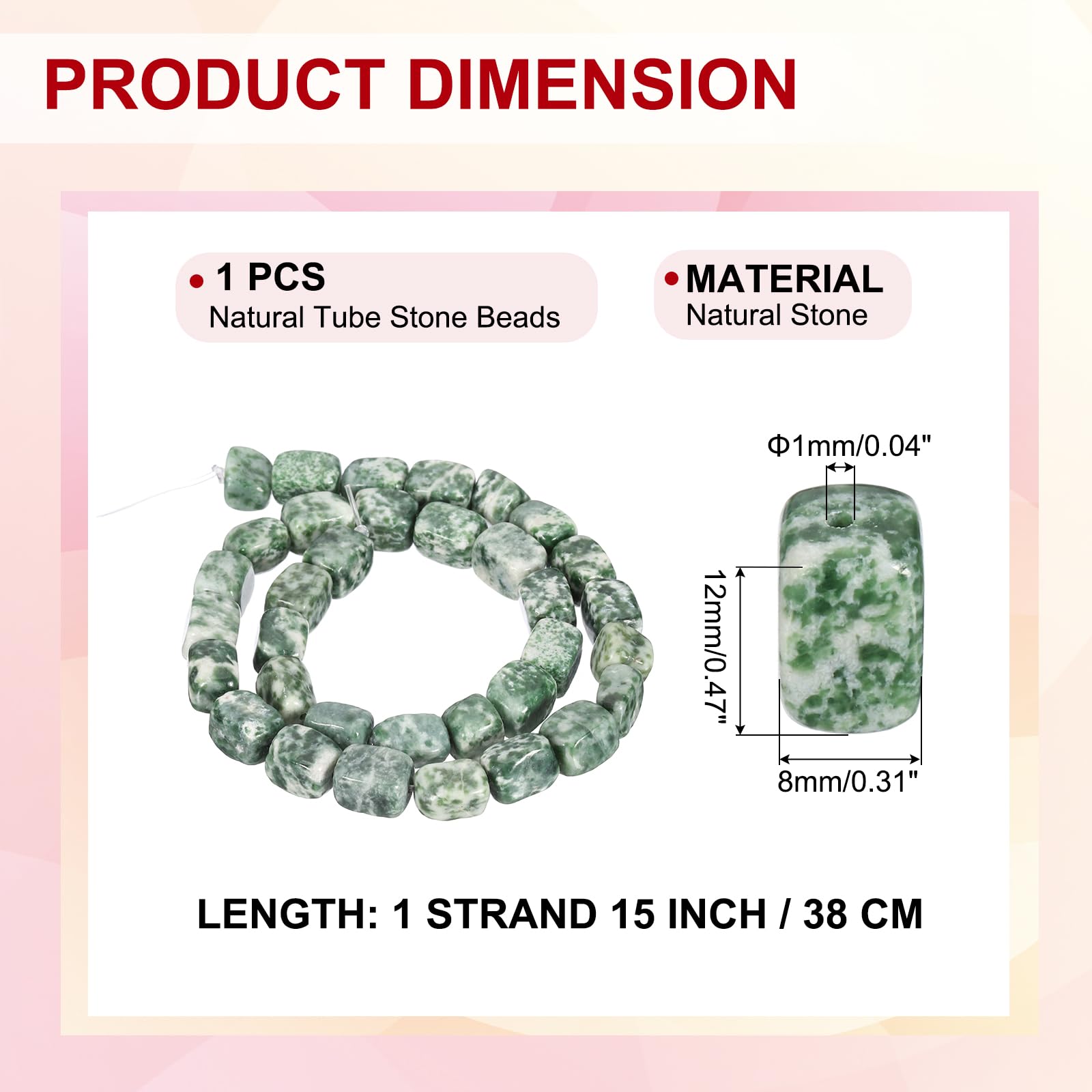 PATIKIL 12x8mm Natural Stone Green White Crystal Agate Beads for Jewelry Making 1 Strand 15"/38cm Cuboid Loose Spacer Beads - Image 2