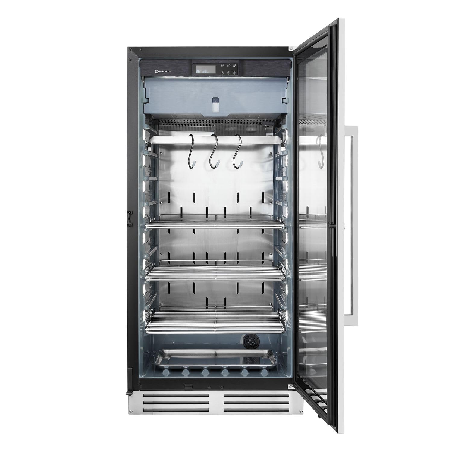 HENDI Armadio frollatura carne, vetrina cabina camera frigo per la frollatura a secco della carne, 233L, 220-240V, 170W, 595x760x(H)1270mm, vetro temprato, acciaio inox 18/10