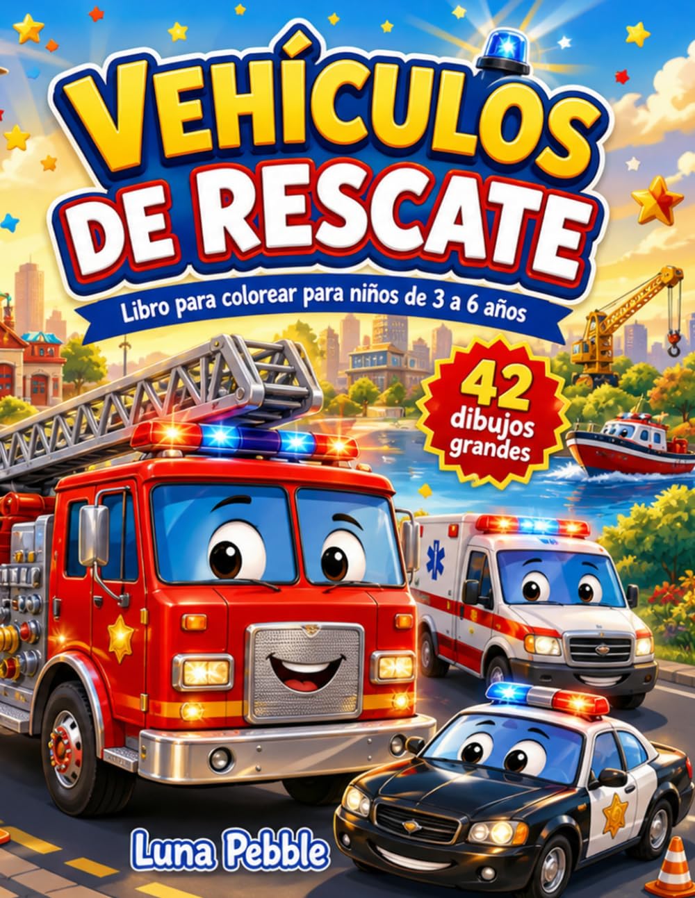 Vehículos de rescate: Libro para colorear para niños de 3 a 6 años