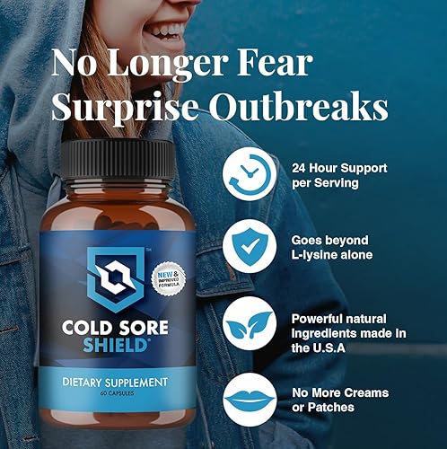 Miniatura 4 de Suplemento diario para el herpes labial, que incluye L-lisina e ingredientes naturales de defensa, soporte las 24 horas, 60 unidades, fabricado en