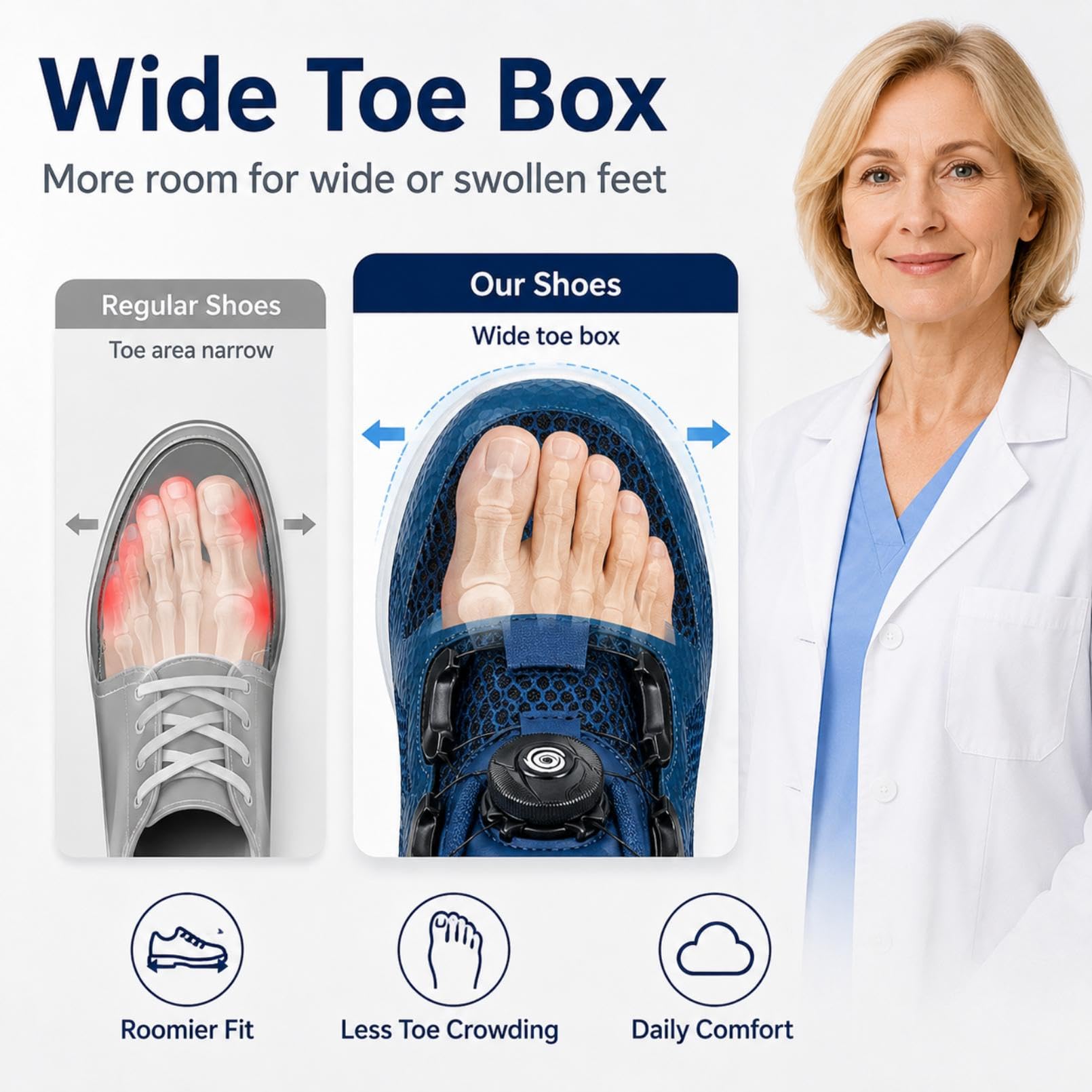 Generisch Diabetische Schuhe Herren Damen Orthopädische Walking Sneaker Extra Breit