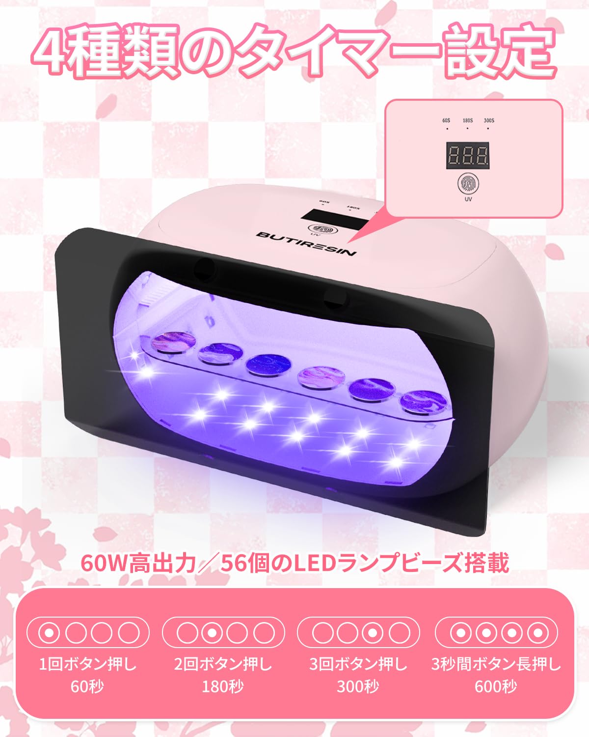 Amazon.co.jp: BUTIRESIN【60W 超強力 UVランプ】UV レジン ライト