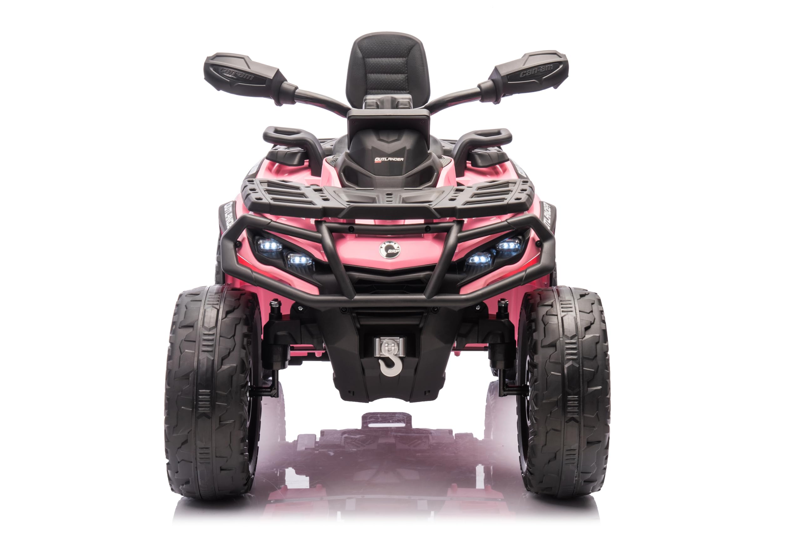 FINOOS Quad Electric Enfants 2 Places 24V, Can-am Outlander, Voiture Electrique Enfants 4x4, lumières LED, 24V, Moteurs 4 x 200W Batterie: 24V 7Ah, Roues Souples en EVA (Rose)