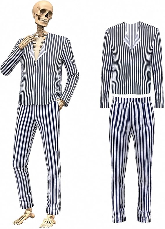Soulchen 2 Pcs 12 ft Skeleton Costume Set Halloween Suit Outfit