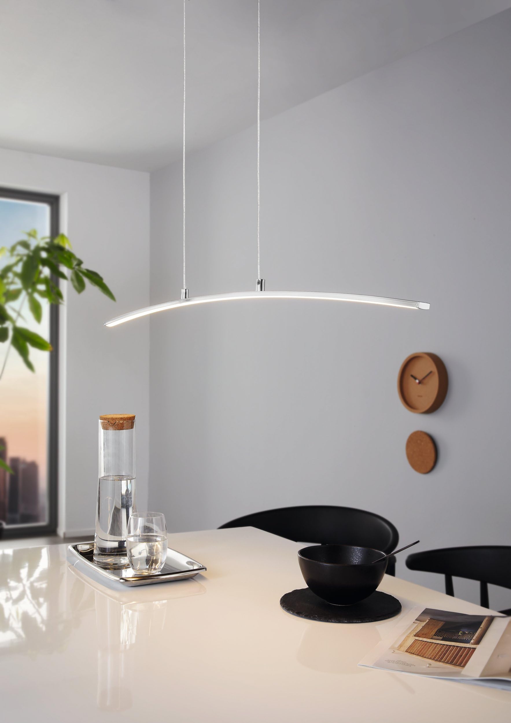 Eglo LED lámpara colgante Lasana, lámpara suspendida de una luz, lámpara | de techo de aluminio, acero y plástico, color: cromo, blanco