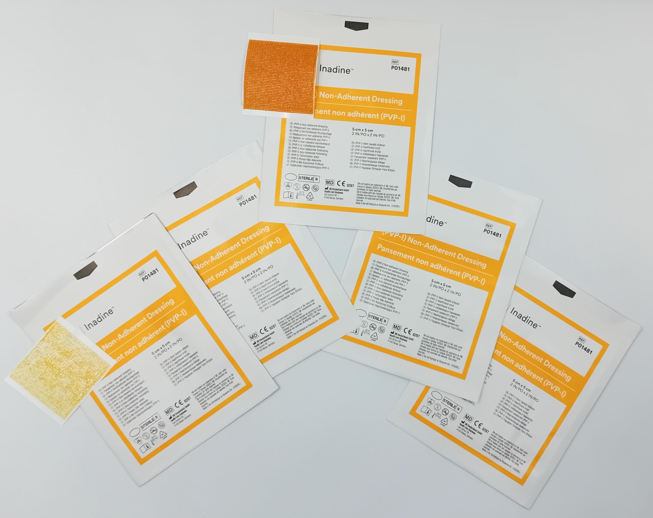 Pack of 5 Inadine Dressings 5cm x 5cm â€“ Antiseptic Non-Adherent Pads for Wound Care & Infection Prevention | Iodine-Impregnated Wound Dressings