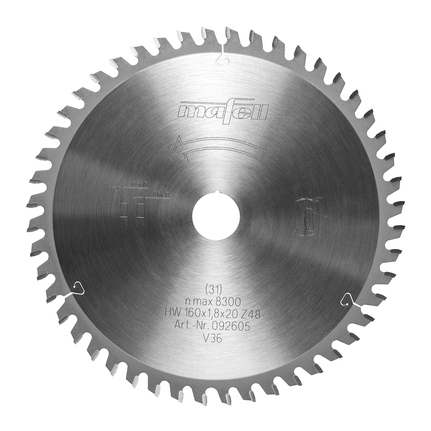 Mafell Sägeblatt-HM, 160 x 1,2 / 1,8 x 20mm, Z 48, 2FZFA, für Aluminium/ Plastik