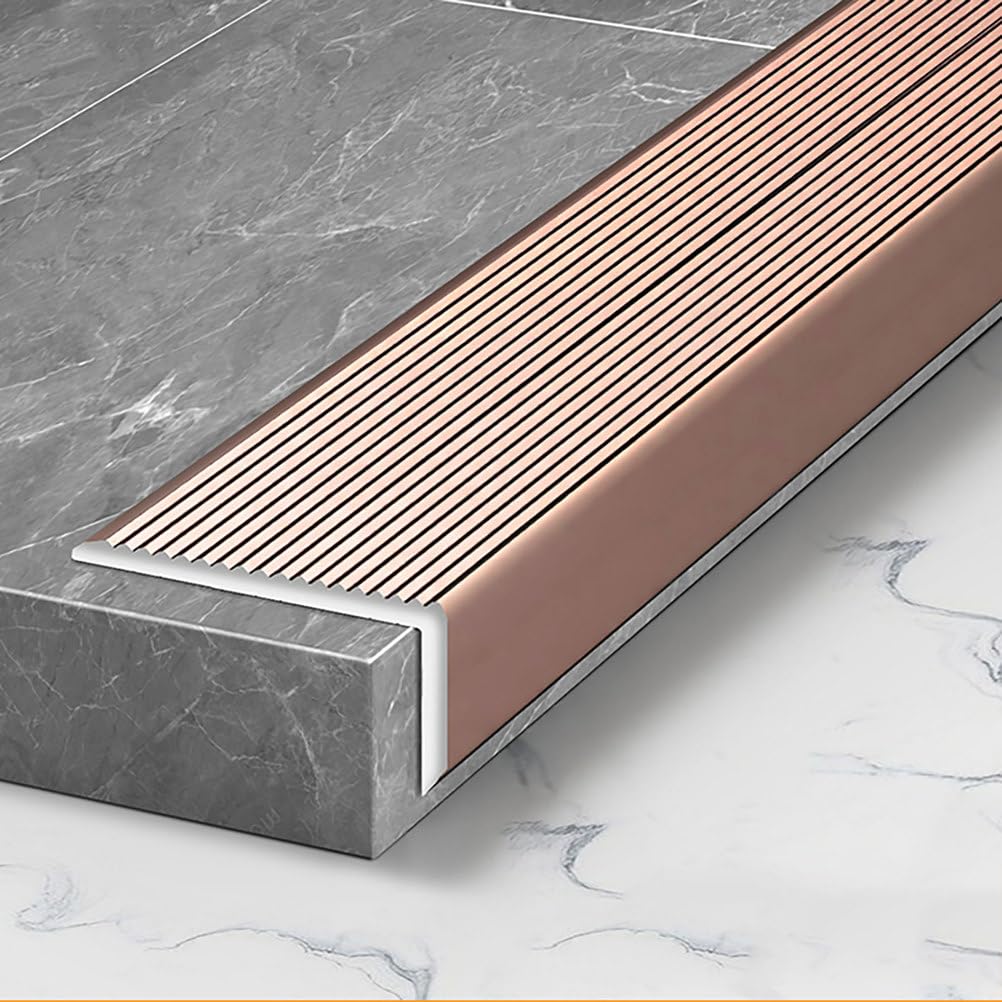 COYOUCO 5 Unidades Perfil escalón Antideslizante Aluminio Forma L 90 cm 40x20mm – Protector Borde Escalera Interior Exterior,Rose Gold 2mm Thick