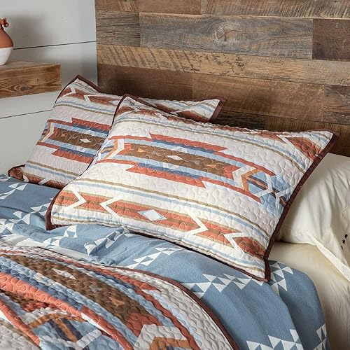 Miniatura 8 de Desert Mesa (juego de edredón) - Southwestern Geometric Aztec - Índigo, azul, óxido, naranja, arena, beige - Juego de ropa de cama individual - (1)