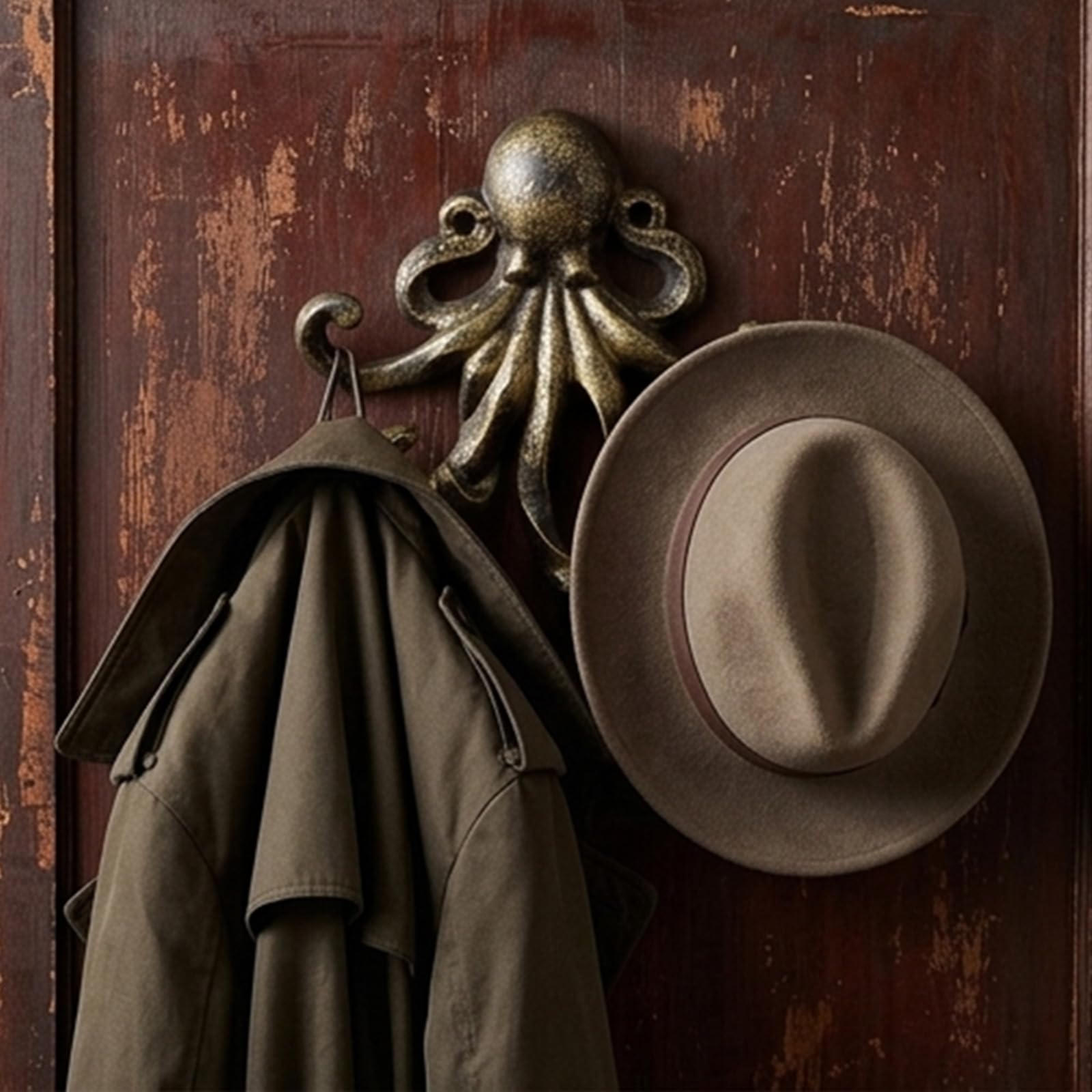 Dekorativer Oktopus Wandhaken aus Eisen mit 8 stabilen Armen Dekorativer Kleiderhaken, perfekt für die Organisation von Eingangs oder Außenbereichen Retro Oktopusse