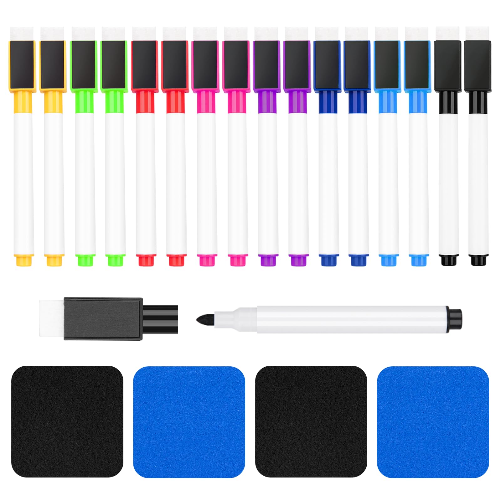 16 Pcs Colorful Magnetic Dry Erase Markers with Eraser White Board Mini Dry Erase Markers with Eraser Cap