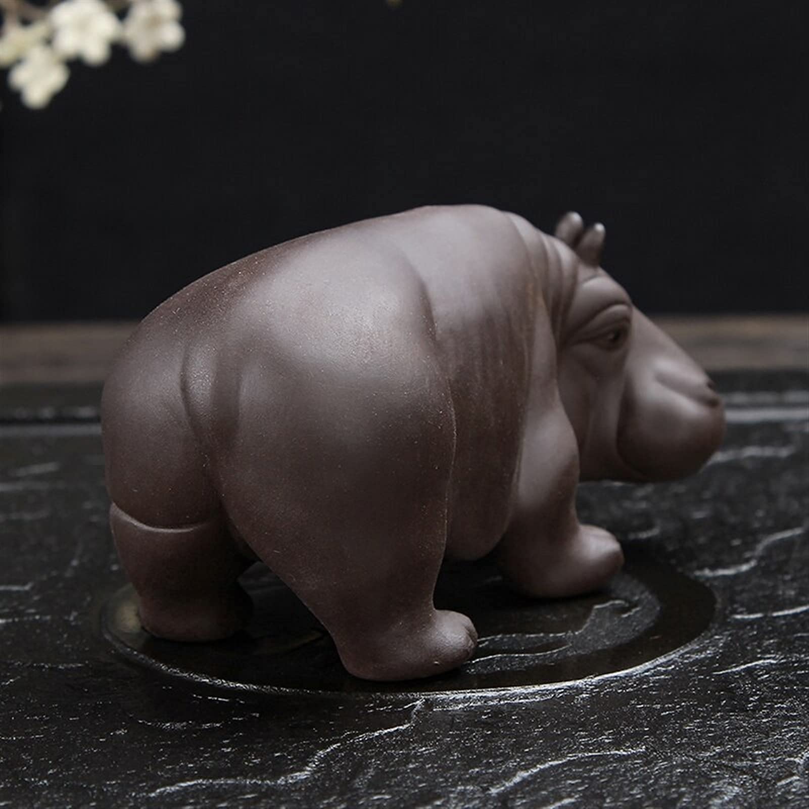 Amazon.co.jp: カバ茶寵紫粘土動物置物オフィスティーアクセサリーカバ