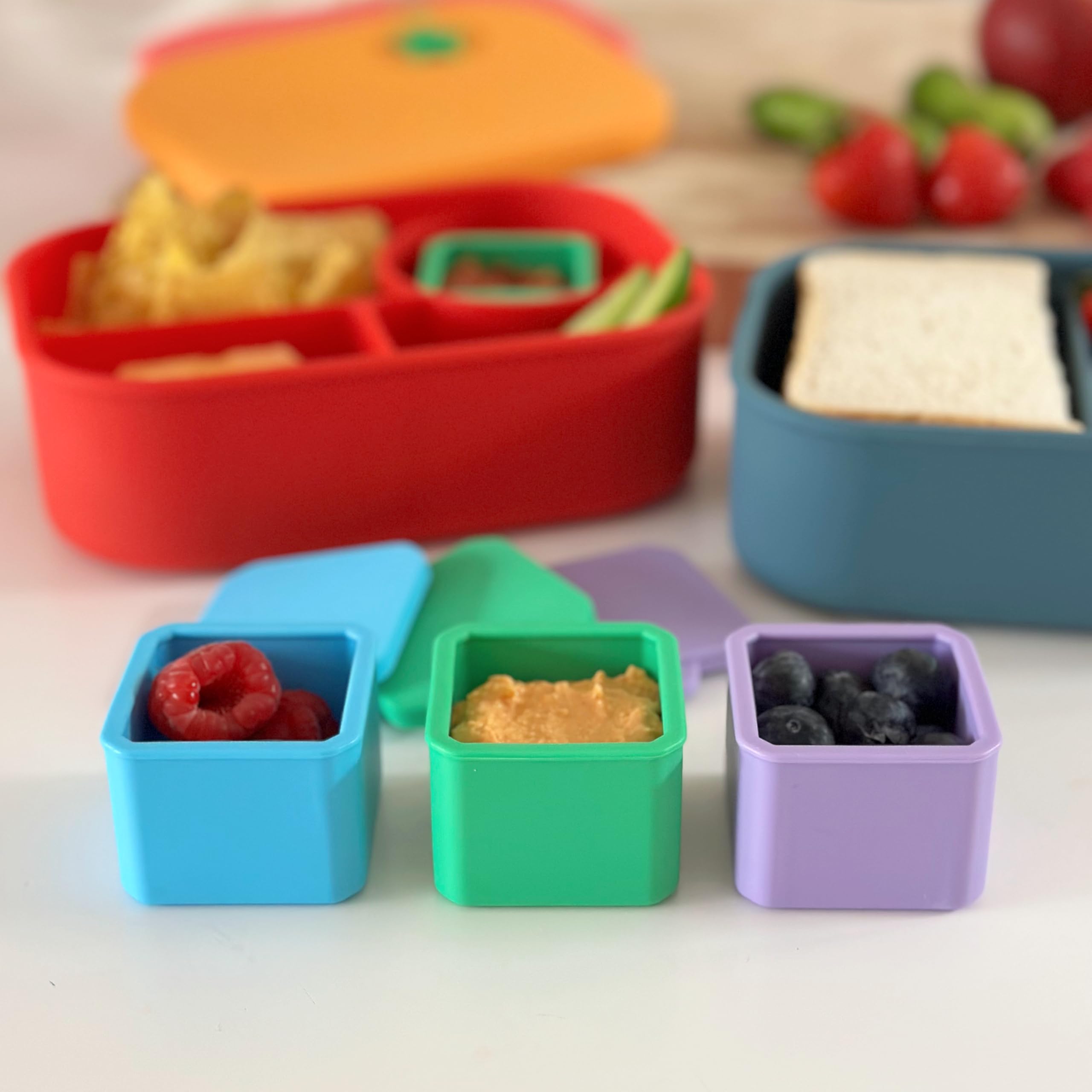 Pick Plate Pick & Dip Pots | Set Of 3 Silicone Containers For Sauces, Dips & Condiments | Leakfree With Lids | Ideal For Lunchboxes