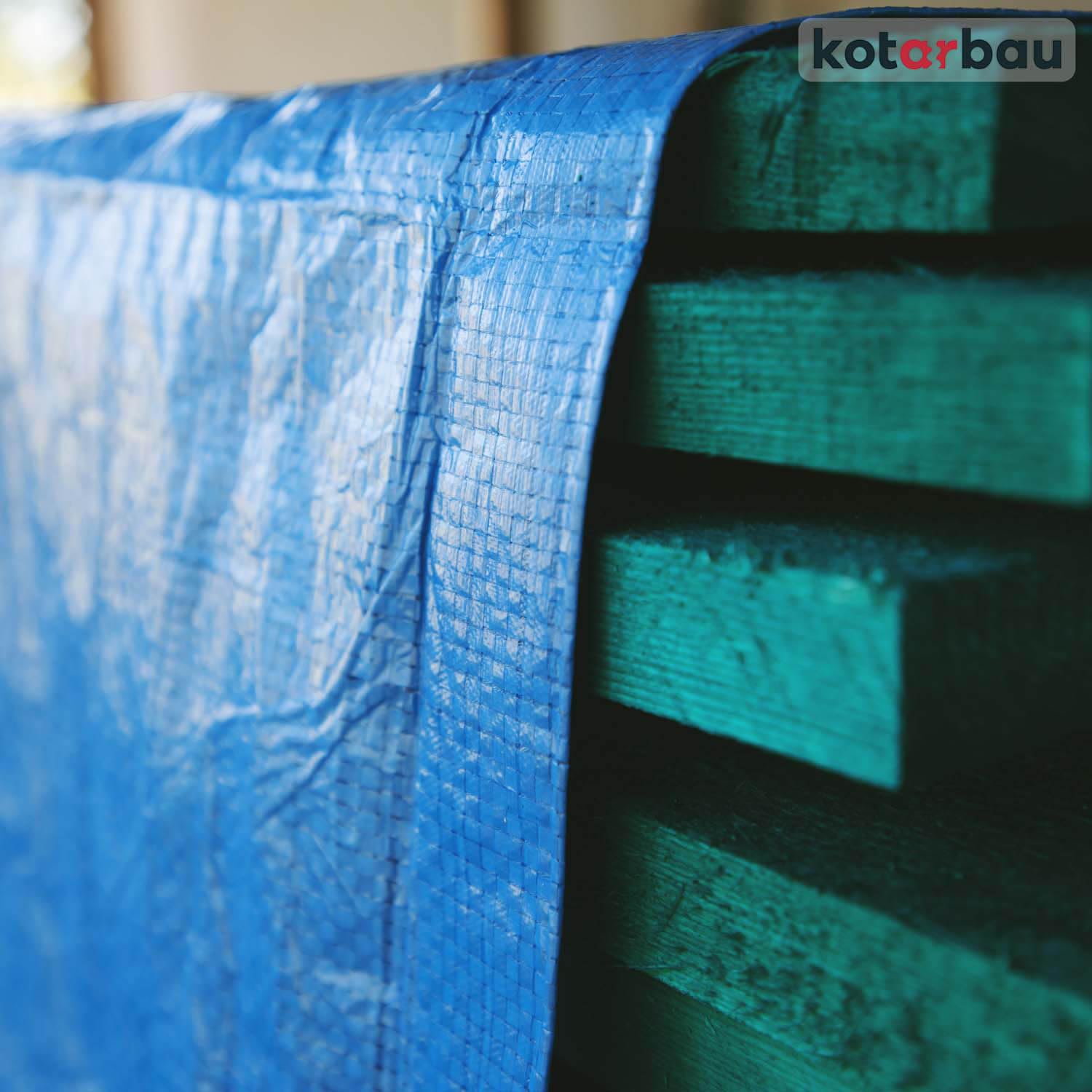 KOTARBAU® Lona Impermeable Exterior - Polietileno - 6x8 m - Azul - 75 g/m2 - Lona Suelo Piscina - Cubierta Reforzada con Ojales - Cubierta de Protección para Jardín - Resistente - Universal
