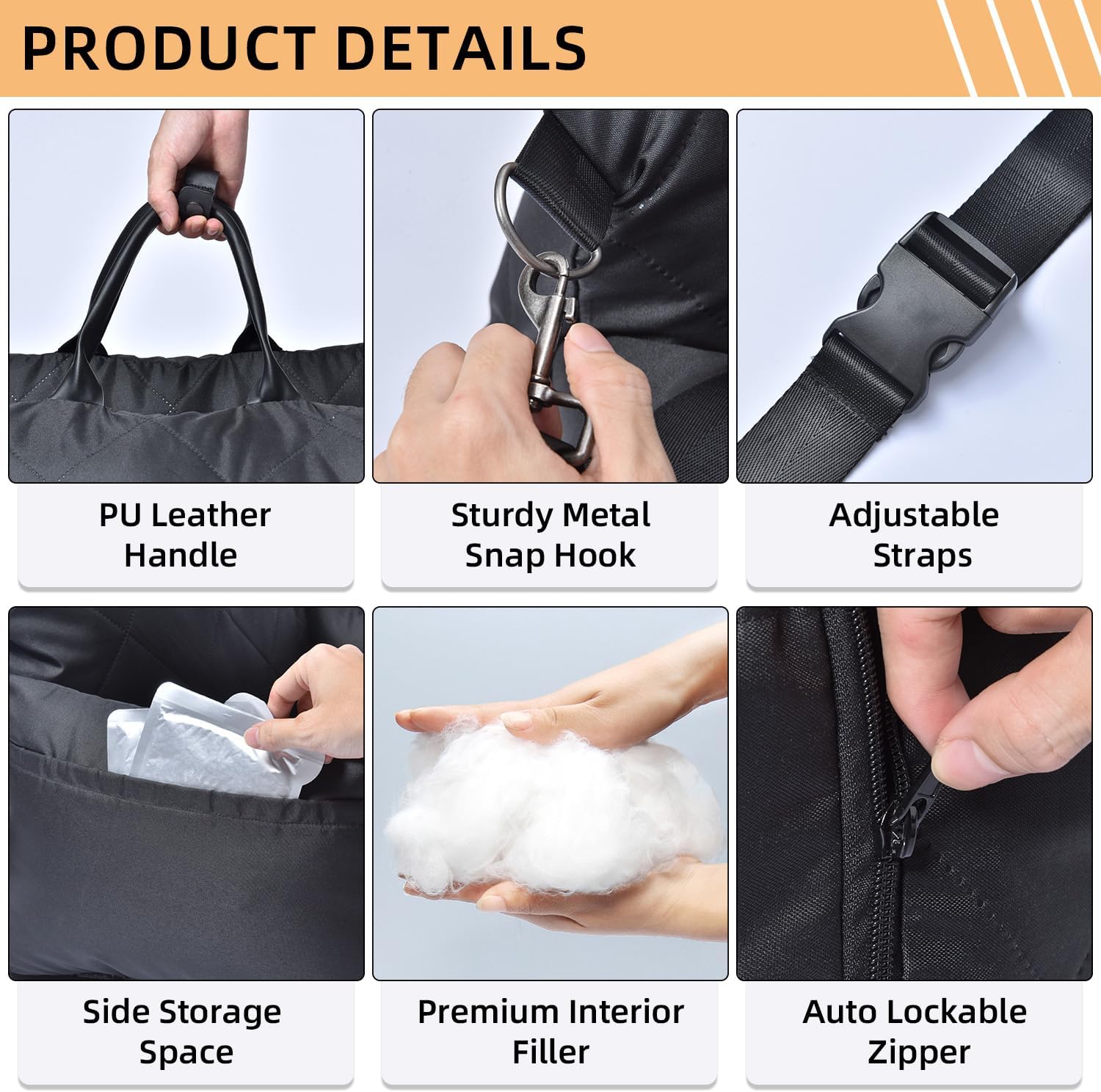 PET MARVEL Dog Car Seat for Small Dogs, Waterproof Dog Booster Seat with Storage Pockets Memory Foam, Fully Detachable Washable Pet Carseat, Up to 25 lbs, Portable Dog Car Travel Carrier, Black