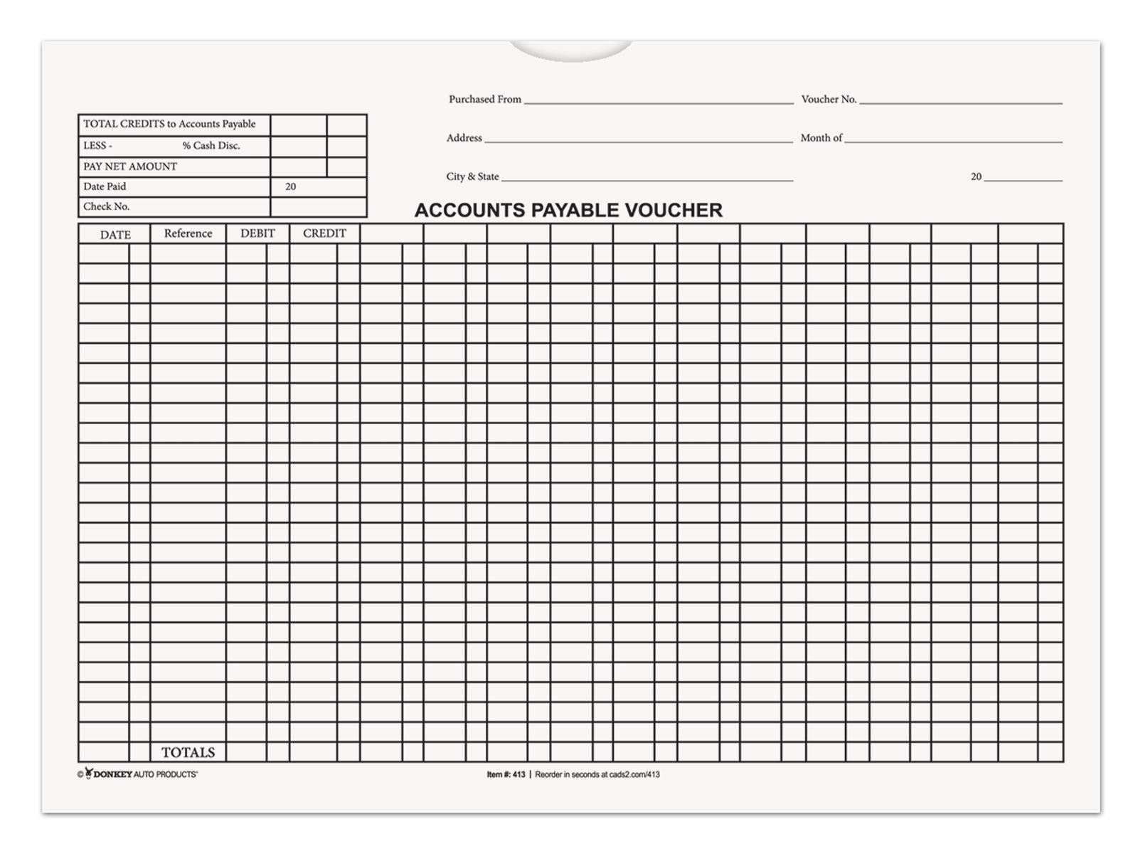 Accounts Payable Voucher Envelopes (Form #DSA-540) (Several Colors) (100 per Pack) (White)