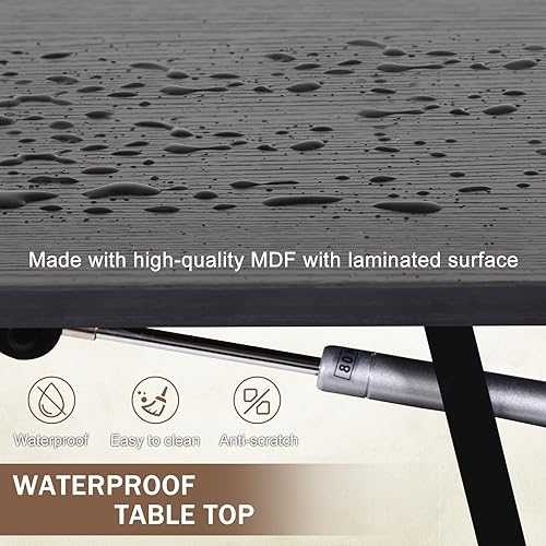 Miniatura 24 de Mesa auxiliar moderna, blanca, elevadora, madera, estante de almacenamiento, 28 x 28 x 24 pulgadas Blanco,Negro