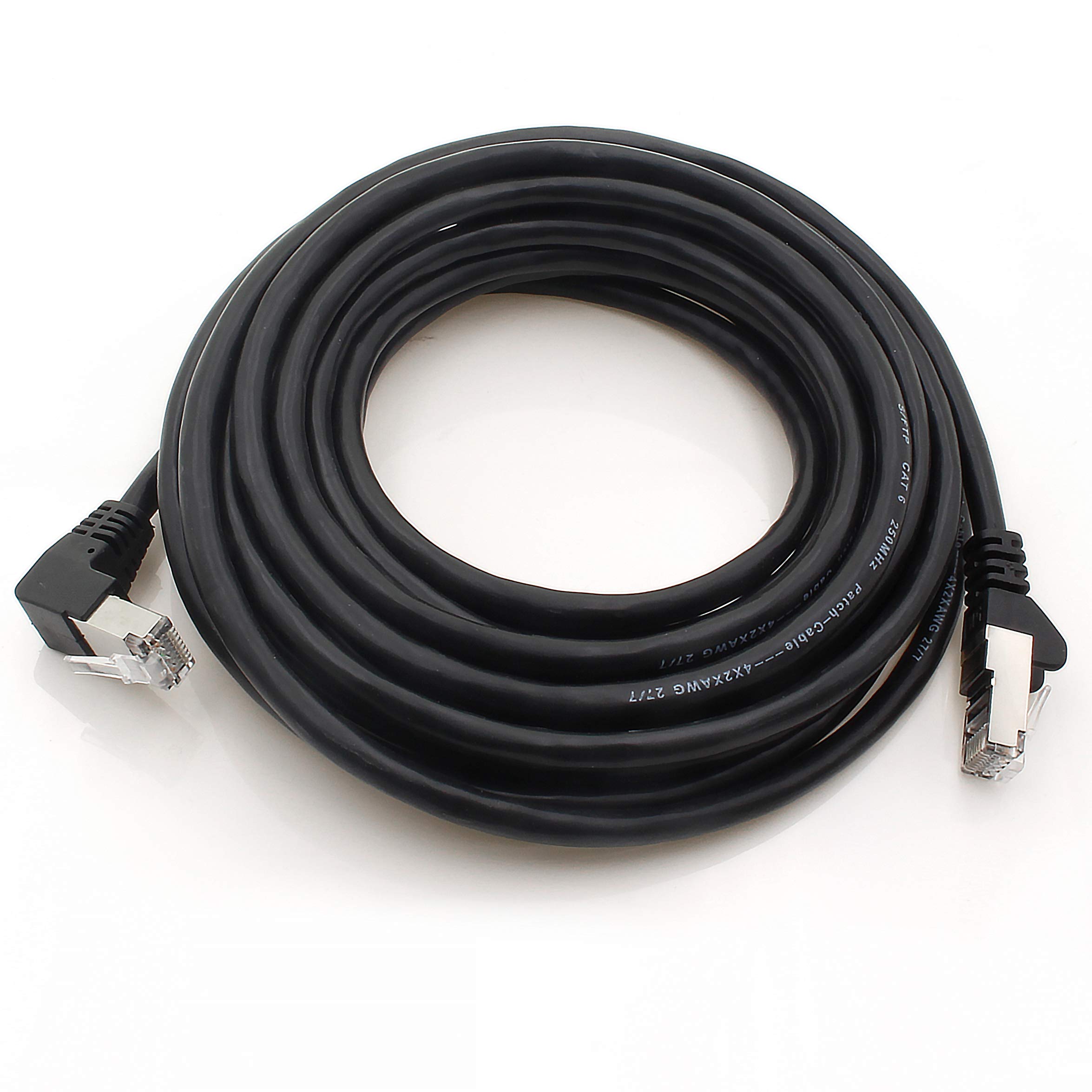 1aTTack.de 366167 Cavo di rete Cat.6 angolo 90 gradi 1m - nero - 1 pezzo - Cavo patch Cat6 (SFTP PIMF) 1000Mbit/s connettore Rj 45-1 x 1m metro nero