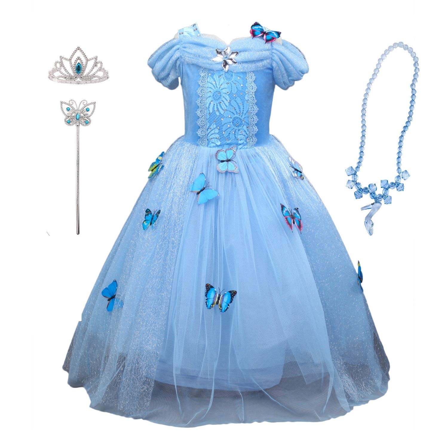 Princess Dresses for Girls Cinderella Costume Toddler Halloween Christmas Cosplay Butterfly Fairy Fancy Dress
