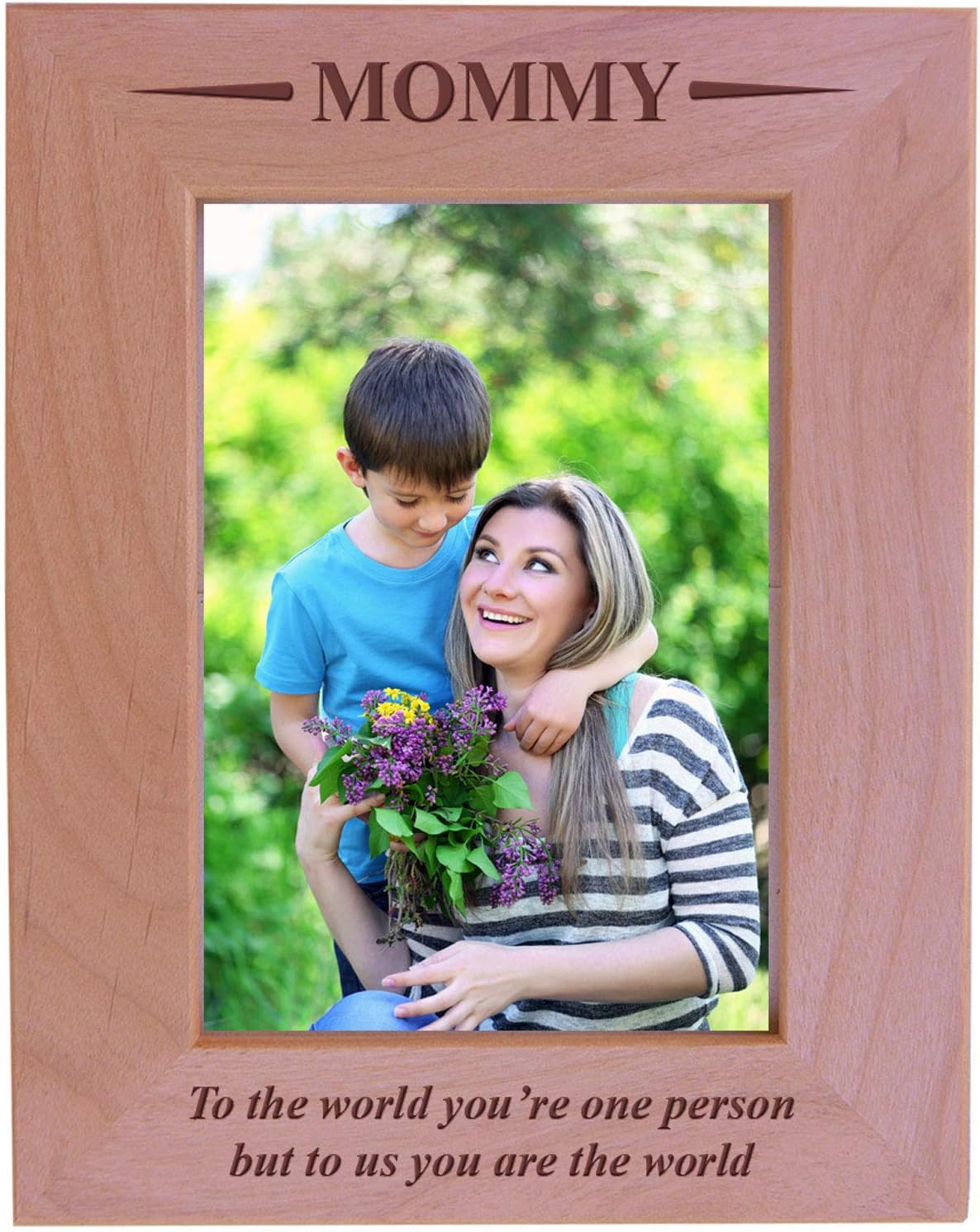 CustomGiftsNow Mommy - to the World You're one Person but to us You are the World - Engraved Wood Picture Frame (4x6 Horizontal)