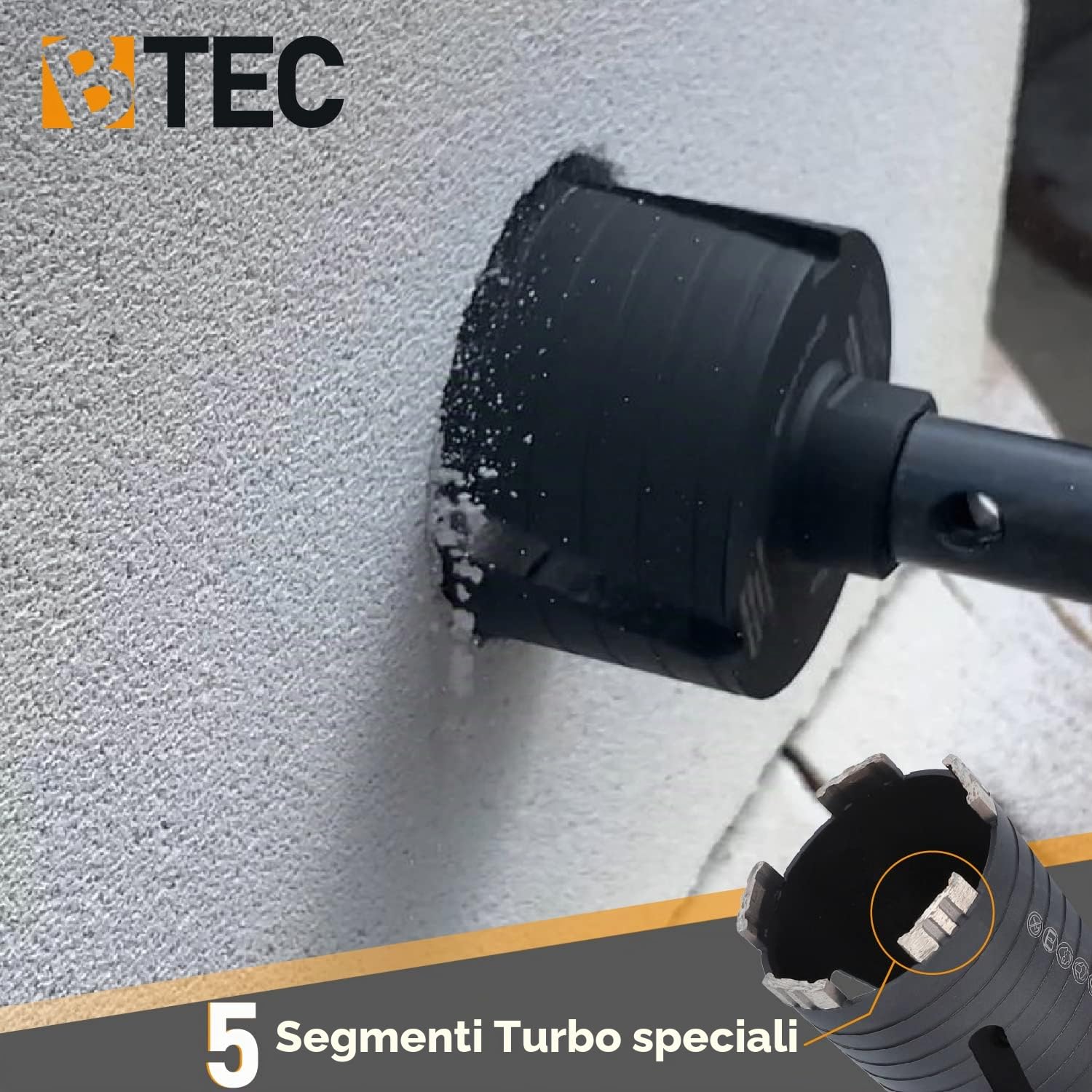 BTEC Svasatore diamantato da 82 mm con attacco M16 + lunghezza utile di 80 mm | Punta da trapano a corona per muratura, pietra arenaria calcarea, mattoni, intonaco, precisa, durevole, qualità professionale