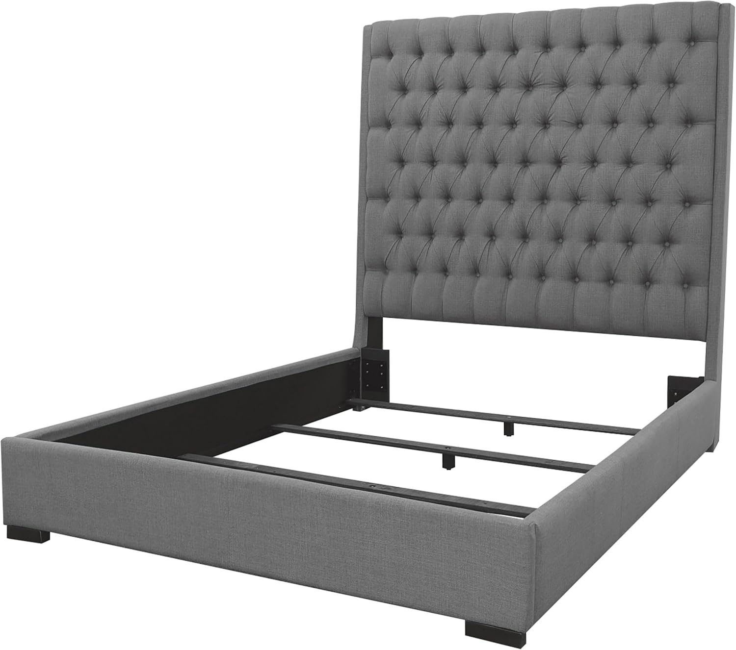 Coaster Home Furnishings - Camille - Wood - Upholstered Queen Panel Bed with Button Tufting and Tall Headboard - Bedroom - Grey - 300621Q