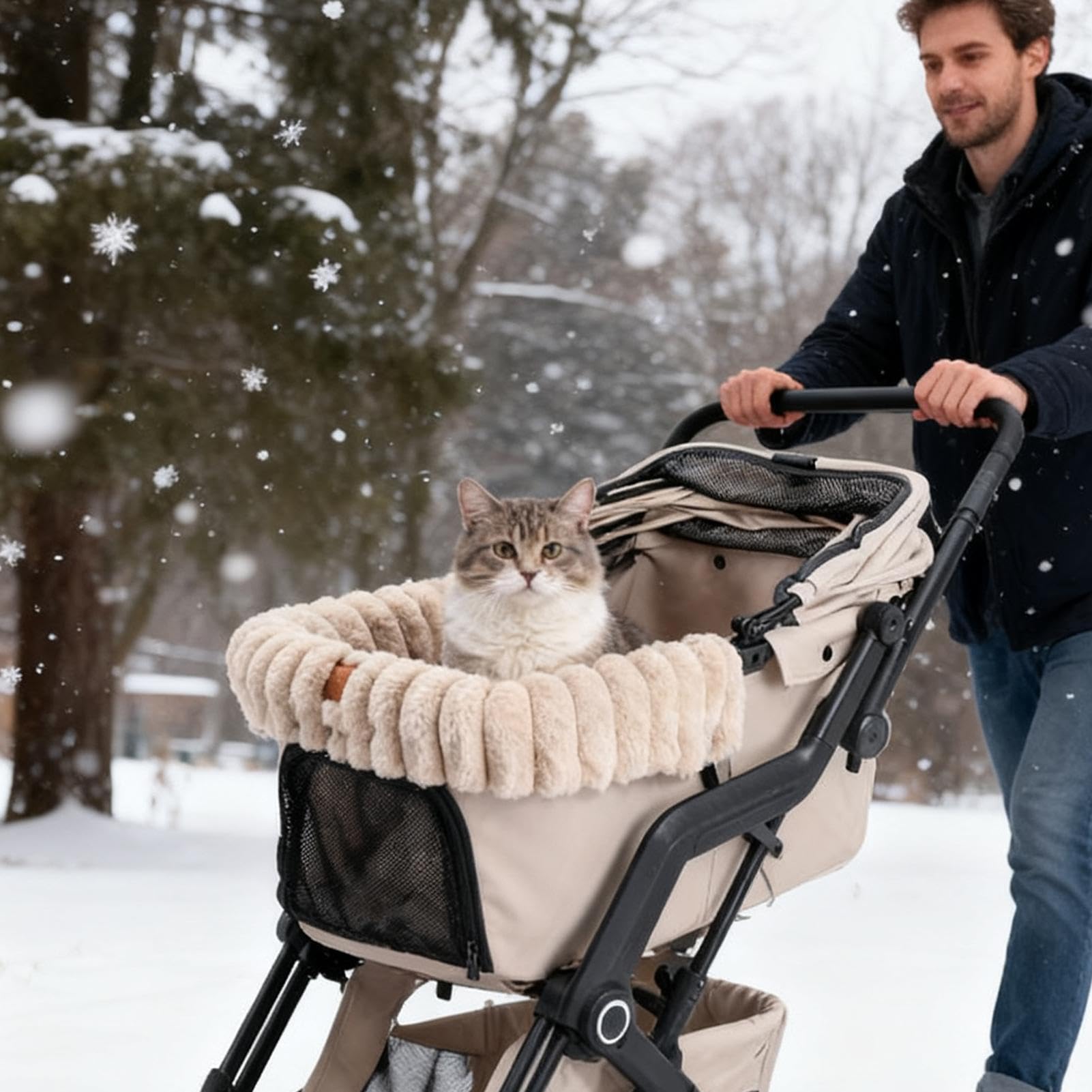 Tappetino Per Passeggino Per Cani Tappetino In Peluche Lavabile E Caldo | Cuscino per Passeggino con Fibbia Magnetica per Cani Per Gatti E Cuccioli, Per Viaggi In Casa E All'Aperto
