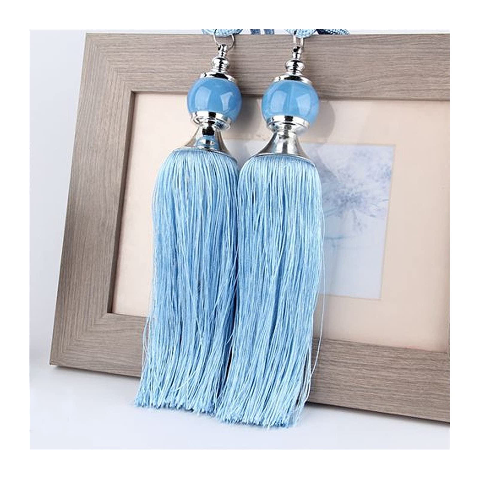 1 paire d'embrasses de rideaux avec pompon et boule de cristal, corde à franges pour décoration d'intérieur