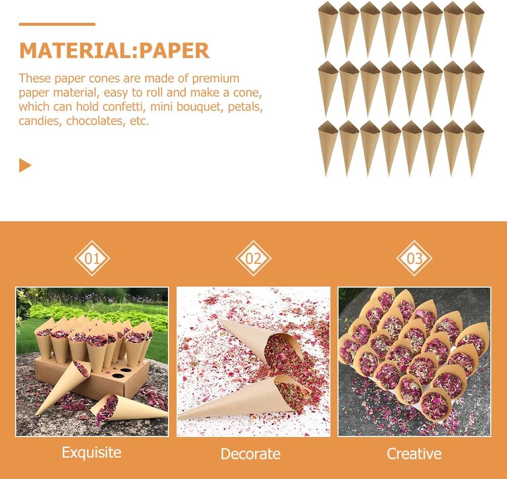 Gadpiparty 120pcs Paper Conesfor Flower Petals, for Wedding Confetti Flower Paper Cones Party Favor Holders, Small Bouquets Candy and Petal