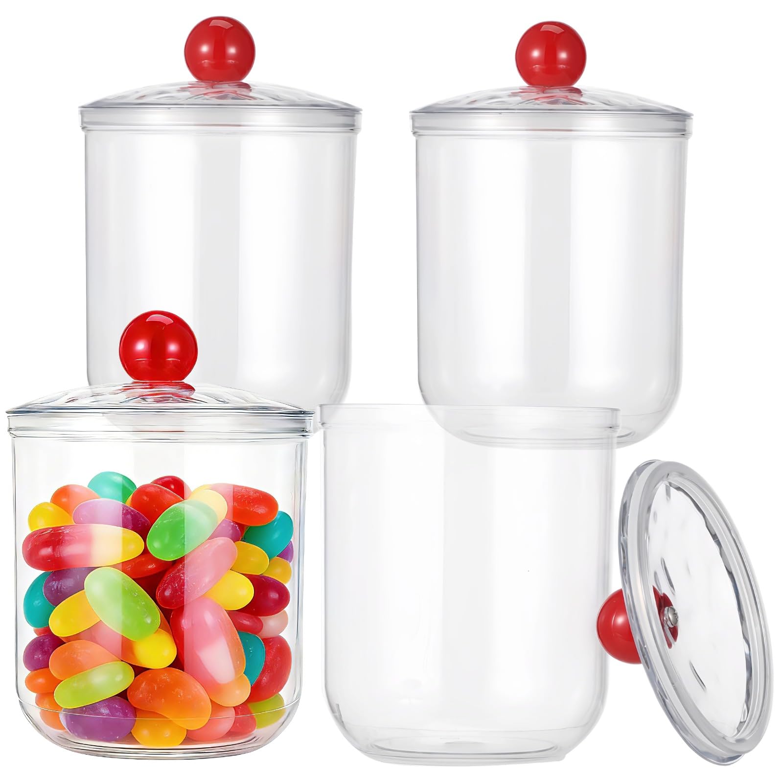 4 Stk. Kunststoff-Bonbon- und Keksdosen mit Deckel, 1400 ml transparente Apothekergläser aus Kunststoff, luftdichte Vorratsbehälter, bruchsichere Dosen, 12,2 cm breite Öffnung