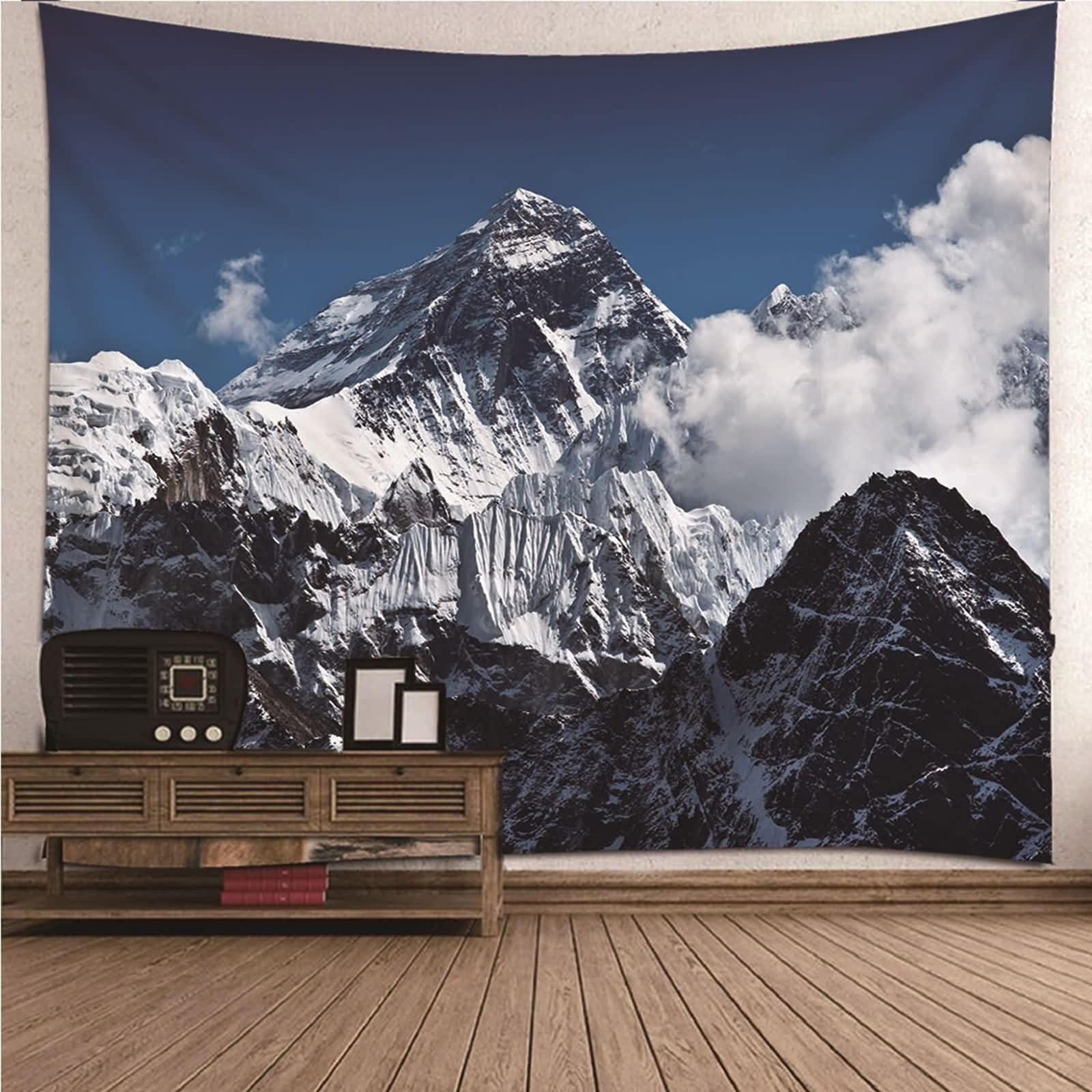 Homxi Aesthetic dywan ścienny 300 x 260 cm, dekoracja ścienna, poliester, krajobraz z góry, kolor niebieski, szary, dekoracja ścienna