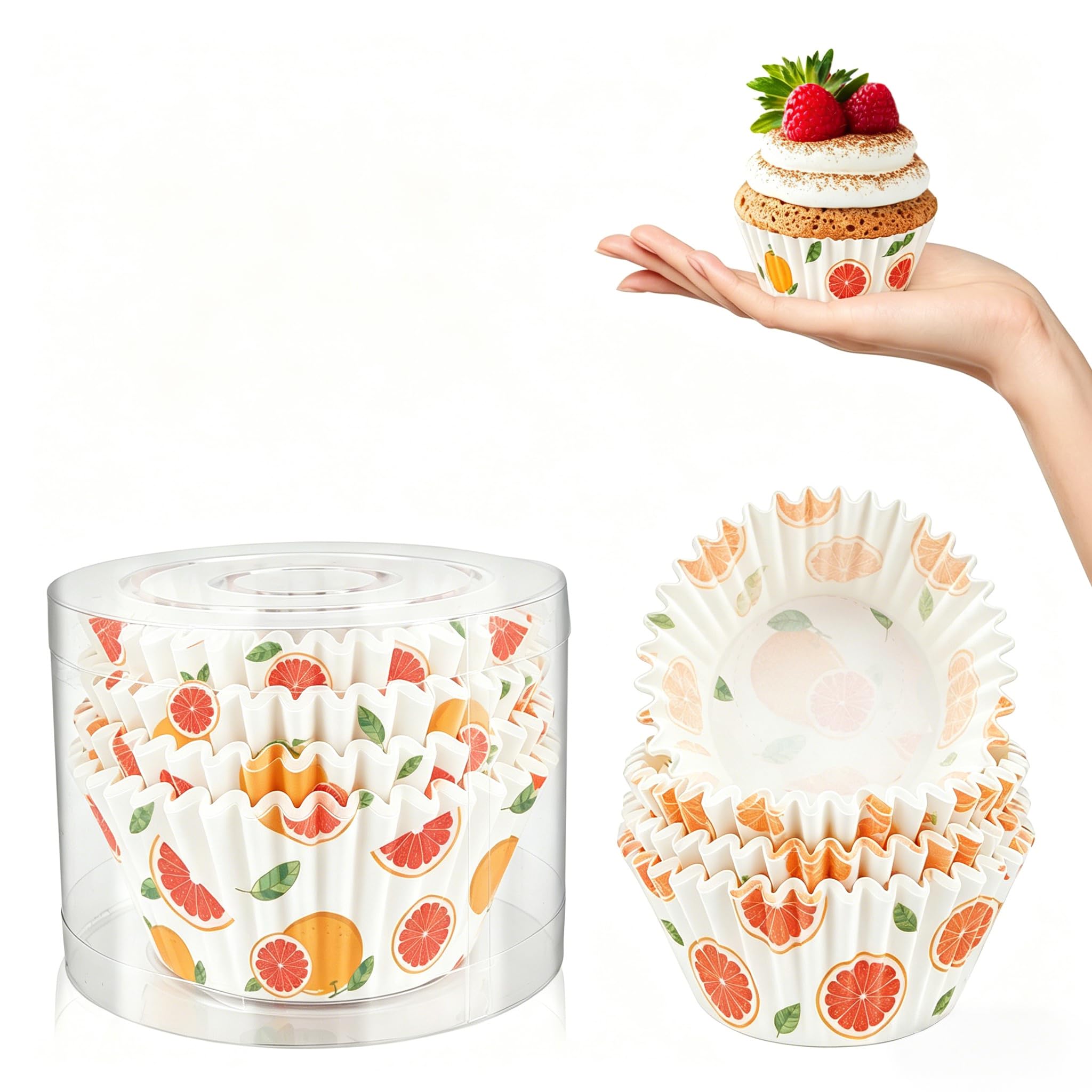 Kiopdse Grapefruit Cupcake Cases,100 pcs Muffin Cases,Cupcake Wrappers,Paper Cupcake Liners,Paper Muffin Cupcake Liners,Muffin Baking Cups,Paper Baking Cups,Cupcake Papers,Standard Size 2x1.25inch โ image 1