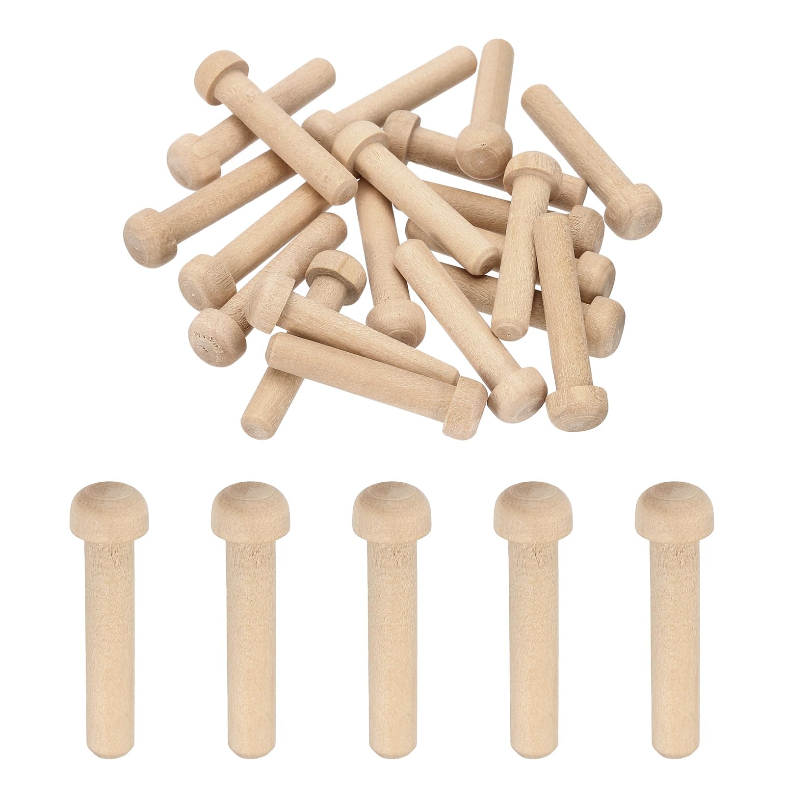 sourcing map 20 Pcs Wooden Axle Pegs, 15/64" Dia. 1.38" Long Unfinished Wood Pegs Wooden Wheels for DIY Model Cars Trucks Wood Train Rustic Wood Dowels Furniture