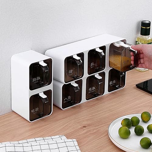 Miniatura 2 de JINYISI Tarros de especias, organizador de especias, tarro de condimentos montado en la pared sin perforar, caja de almacenamiento de condimentos